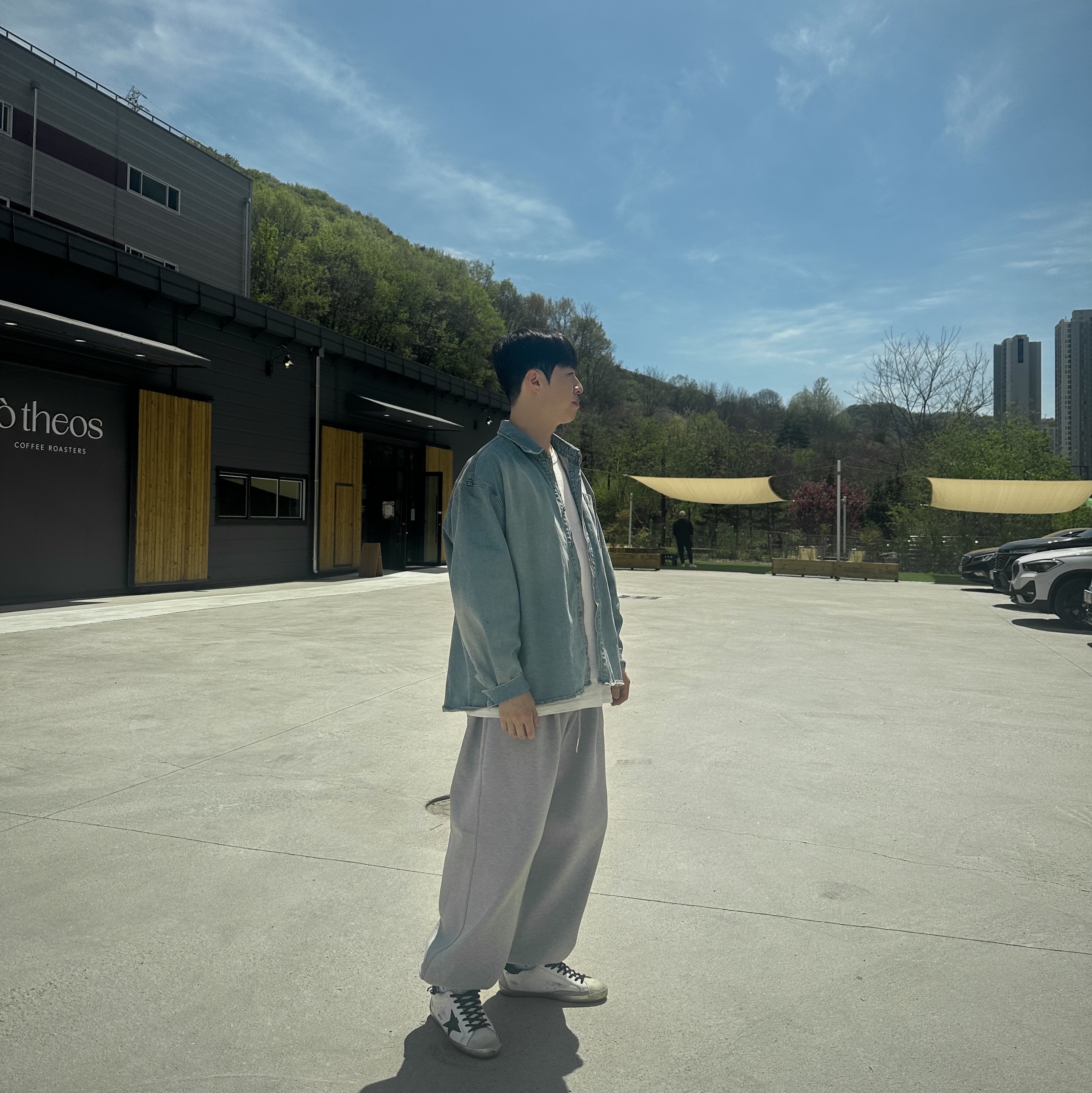 Undermycar Mu.03 Anti Fxxking Logo Play Oversized Sweat Jogger Melange Gray 착용 스타일 - 1