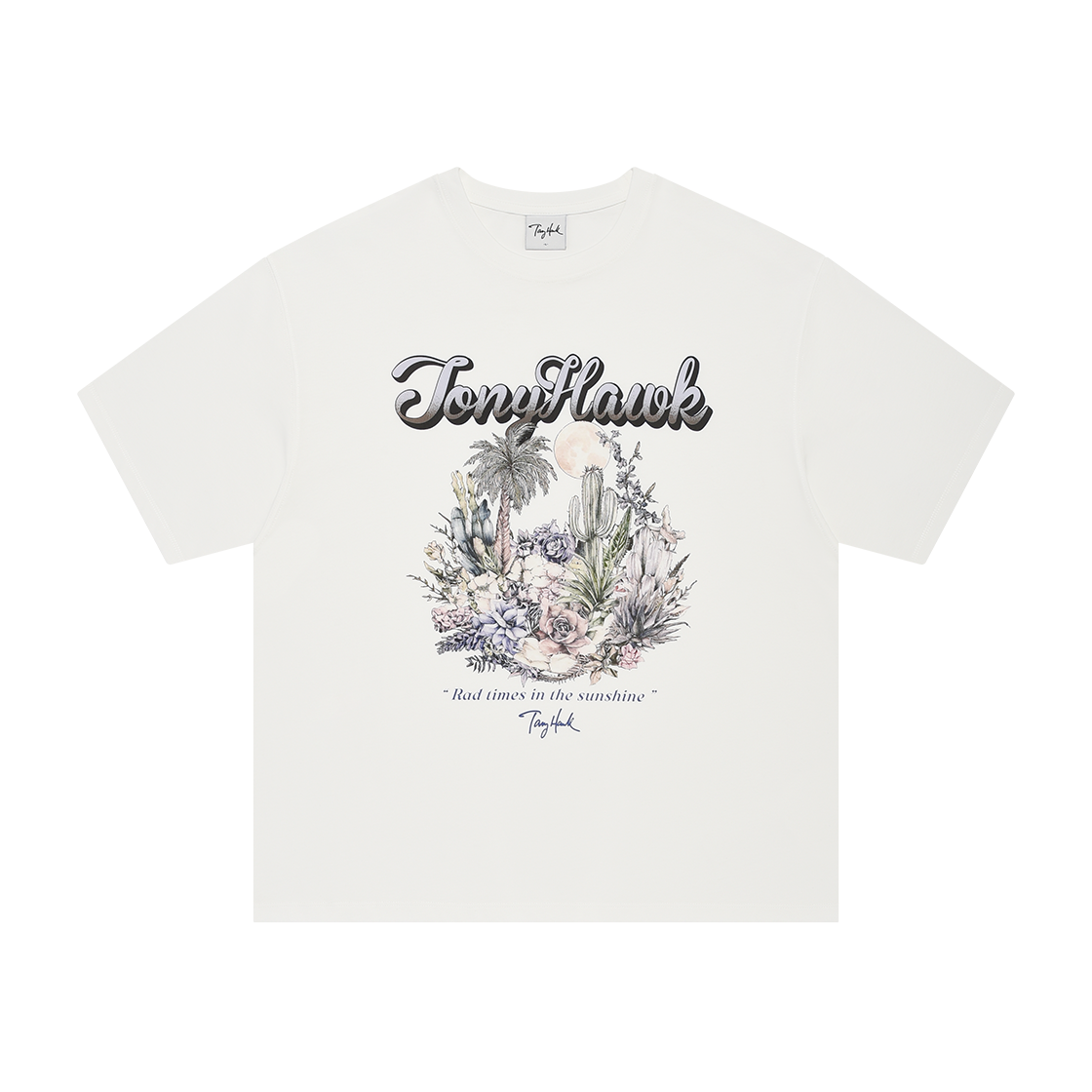 TH2502ST29WH TONY HAWK Flower Palm Tree Graphic T-Shirt White