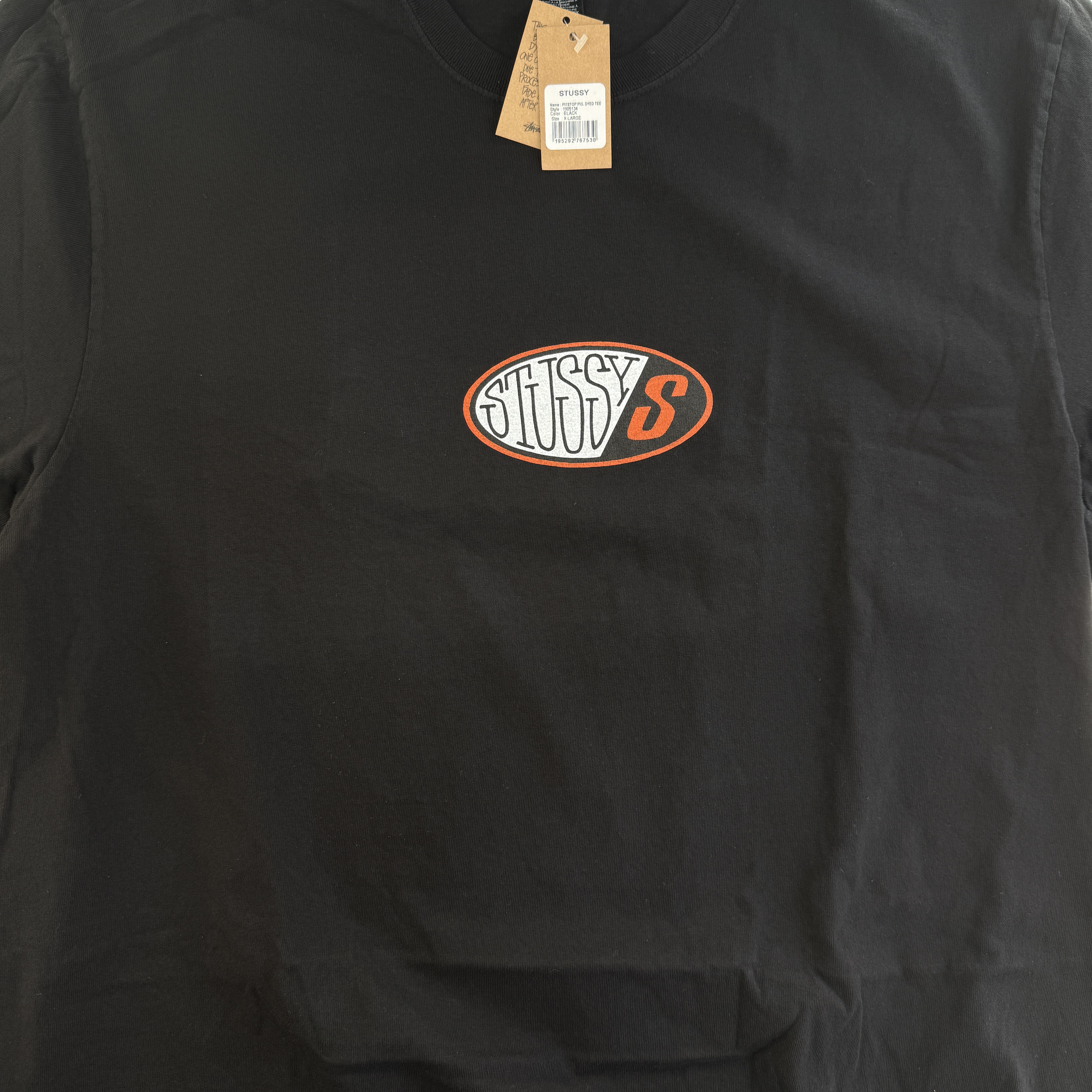 Stussy Pitstop Pigment Dyed T-Shirt Black 착용 스타일 - 1