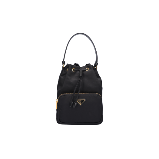 1BH038_01 Prada Duet Re-Nylon Shoulder Bag Black Gold