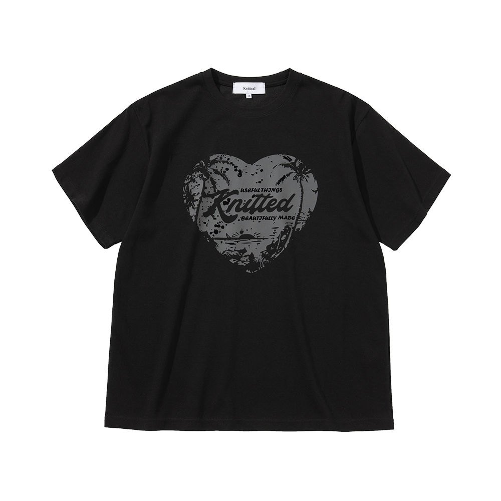 니티드 팜트리 하트 티셔츠 블랙-차콜