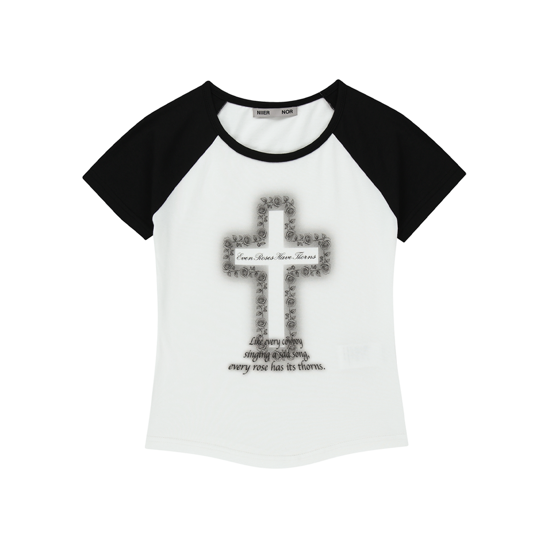 25NNSSTTSF002IV NIIER NOR Cross Rose Raglan Tee Ivory