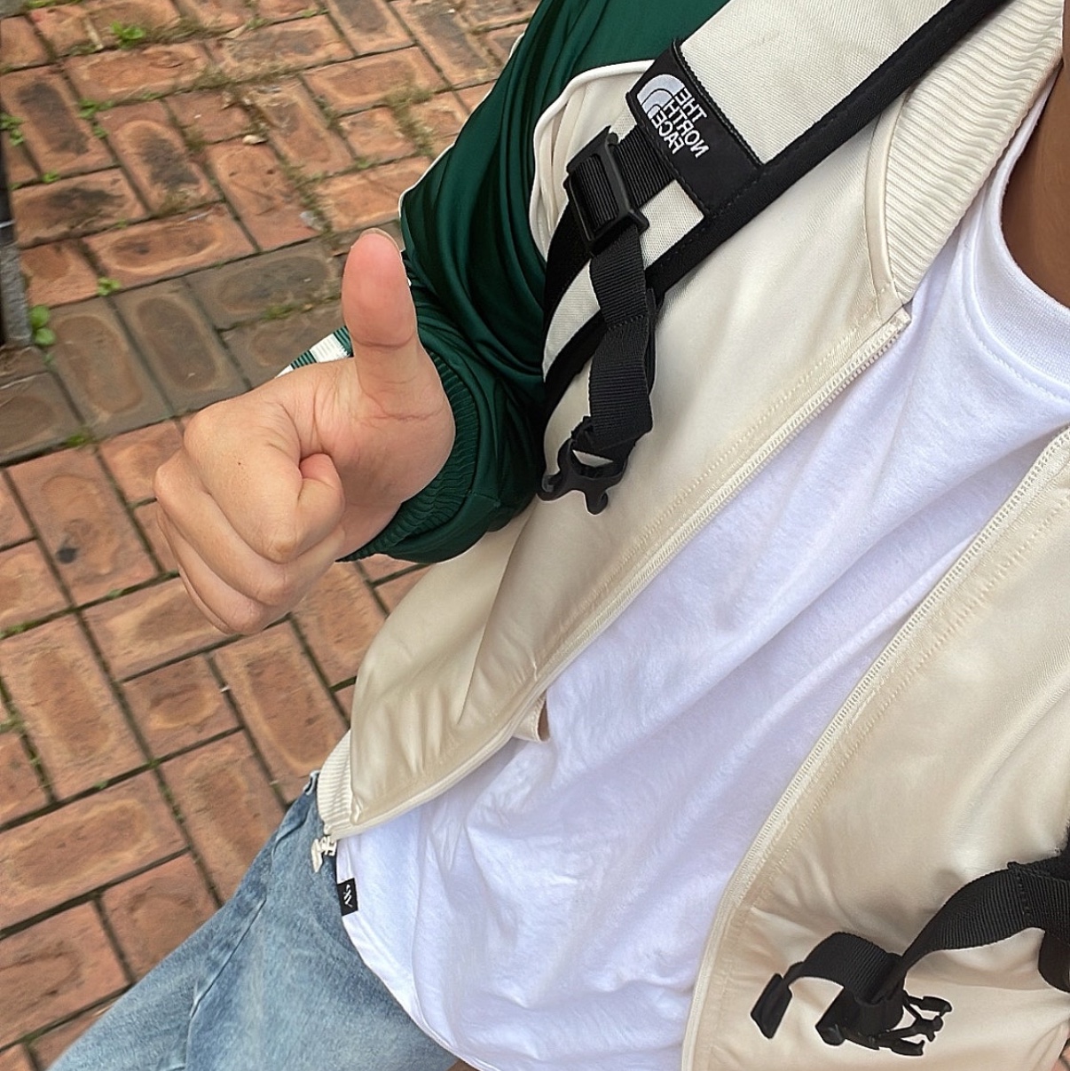 Adidas SST Track Top Wonder White Collegiate Green - KR Sizing 착용 스타일
