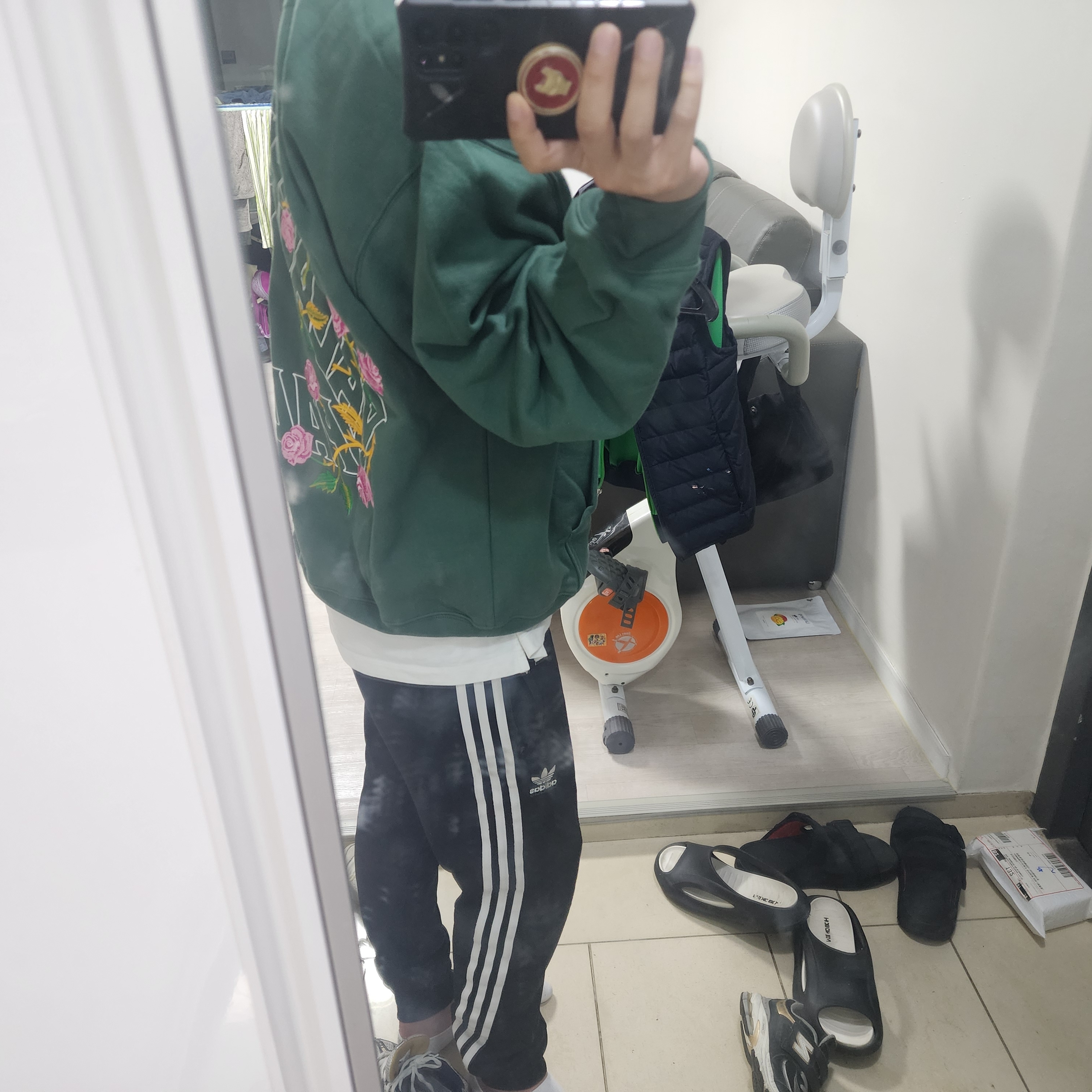Palace Rose P3 Hood Racey Green - 25SS 착용 스타일 - 2