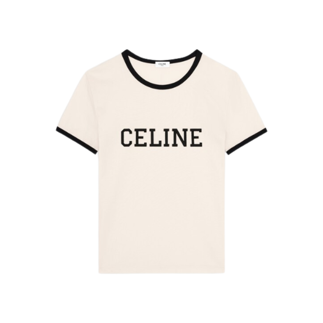 셀린느 코튼 저지 레귤러 티셔츠 워시드 화이트 블랙(Celine Regular T-Shirt in Cotton Jersey Washed White Black)
