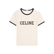 Celine Regular T-Shirt in Cotton Jersey Washed White Black