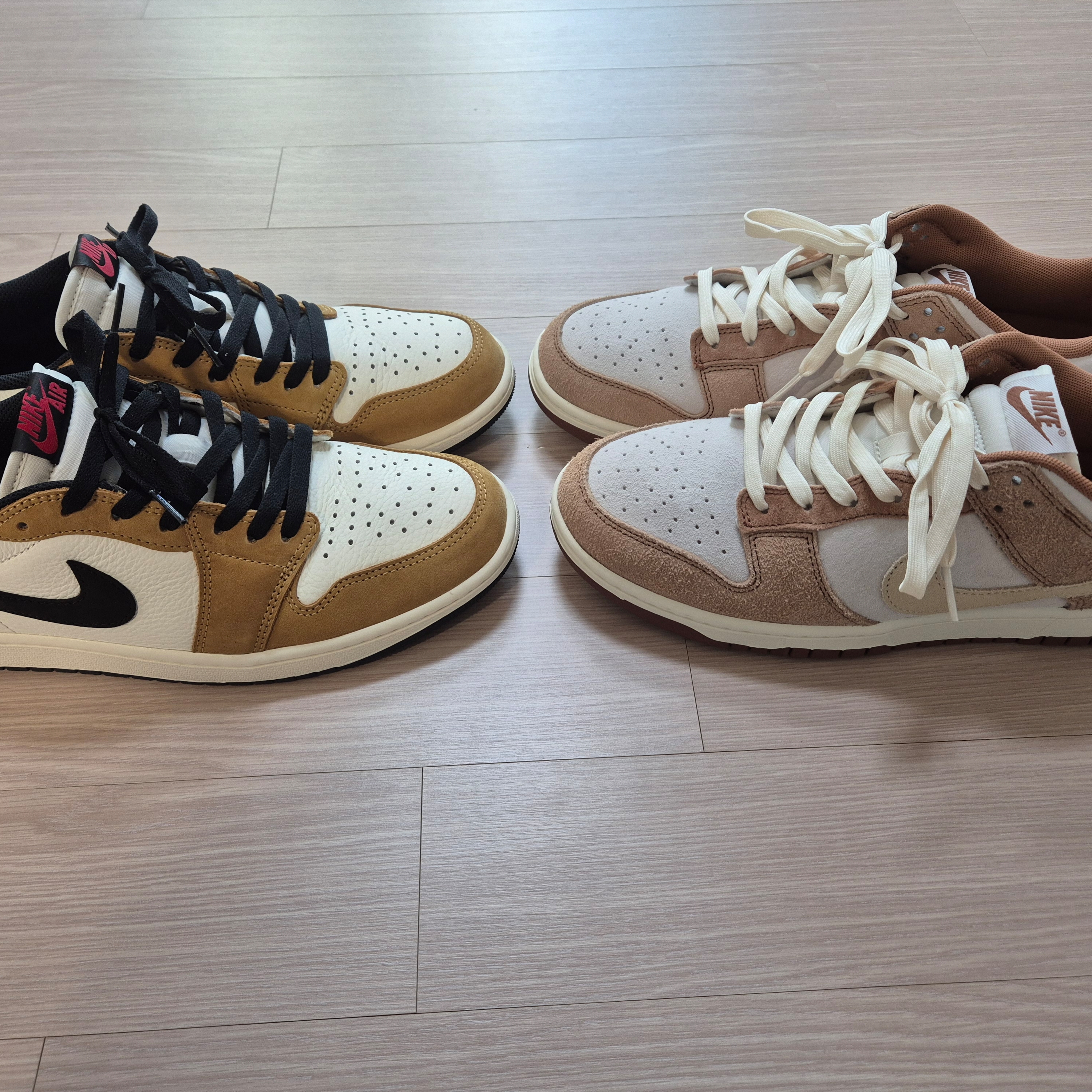 Jordan 1 Low OG Sail and Golden Harvest, Nike Dunk Low Pro Premium Medium Curry 착용 스타일 - 1