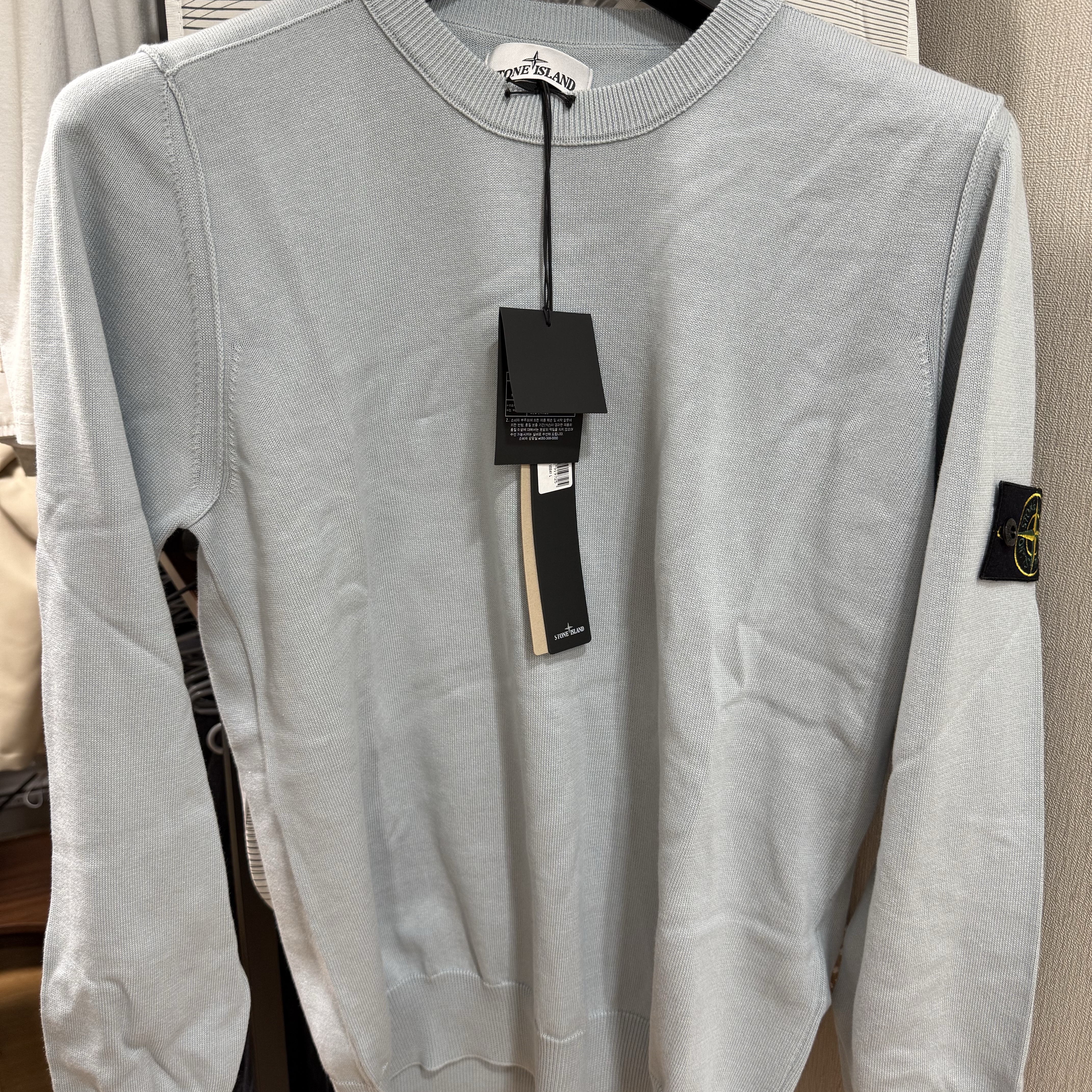 Stone Island 540B2 Soft Cotton Crewneck Knit Sky Blue - 24SS 착용 스타일 - 2