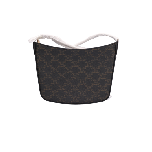 112272CUZ Celine Medium Croque Bag in Triomphe Canvas and Calfskin Tan