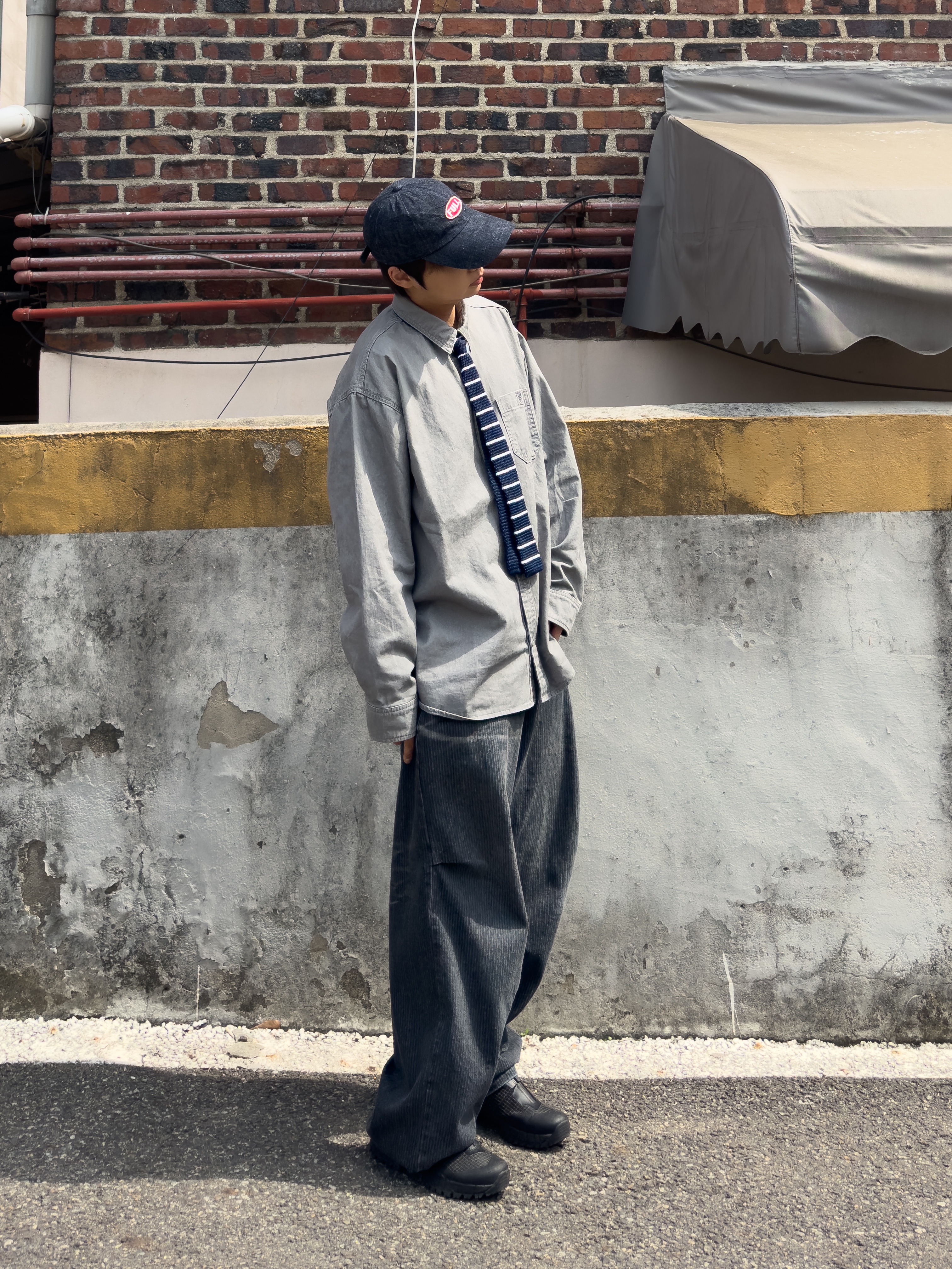 Fullcount Full Emblem Denim Baseball Cap Indigo Blue 착용 스타일 - 3