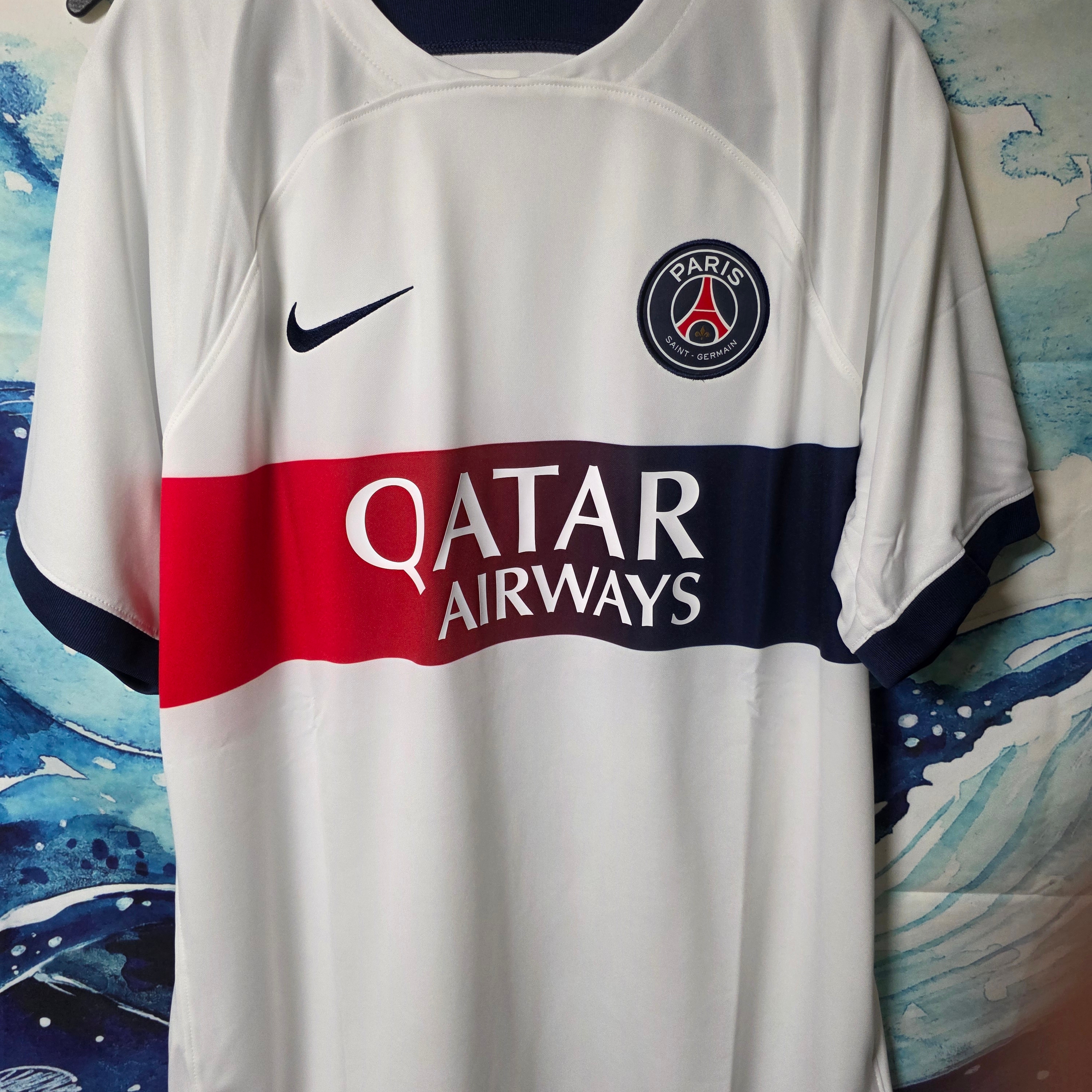 Nike Paris Saint-Germain 2023/24 Dri-Fit Stadium Away Jersey White Midnight Navy (Non Marking Ver.) 착용 스타일