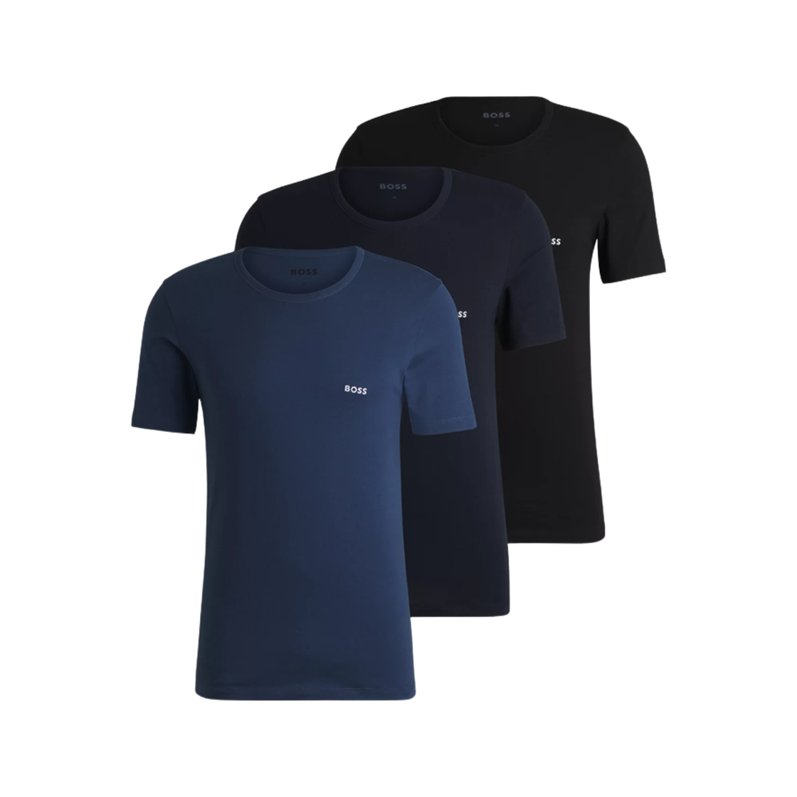 50532468-989 Hugo Boss Cotton Underwear T-Shirt with Logo Embroidery Black Blue (3 Pack)