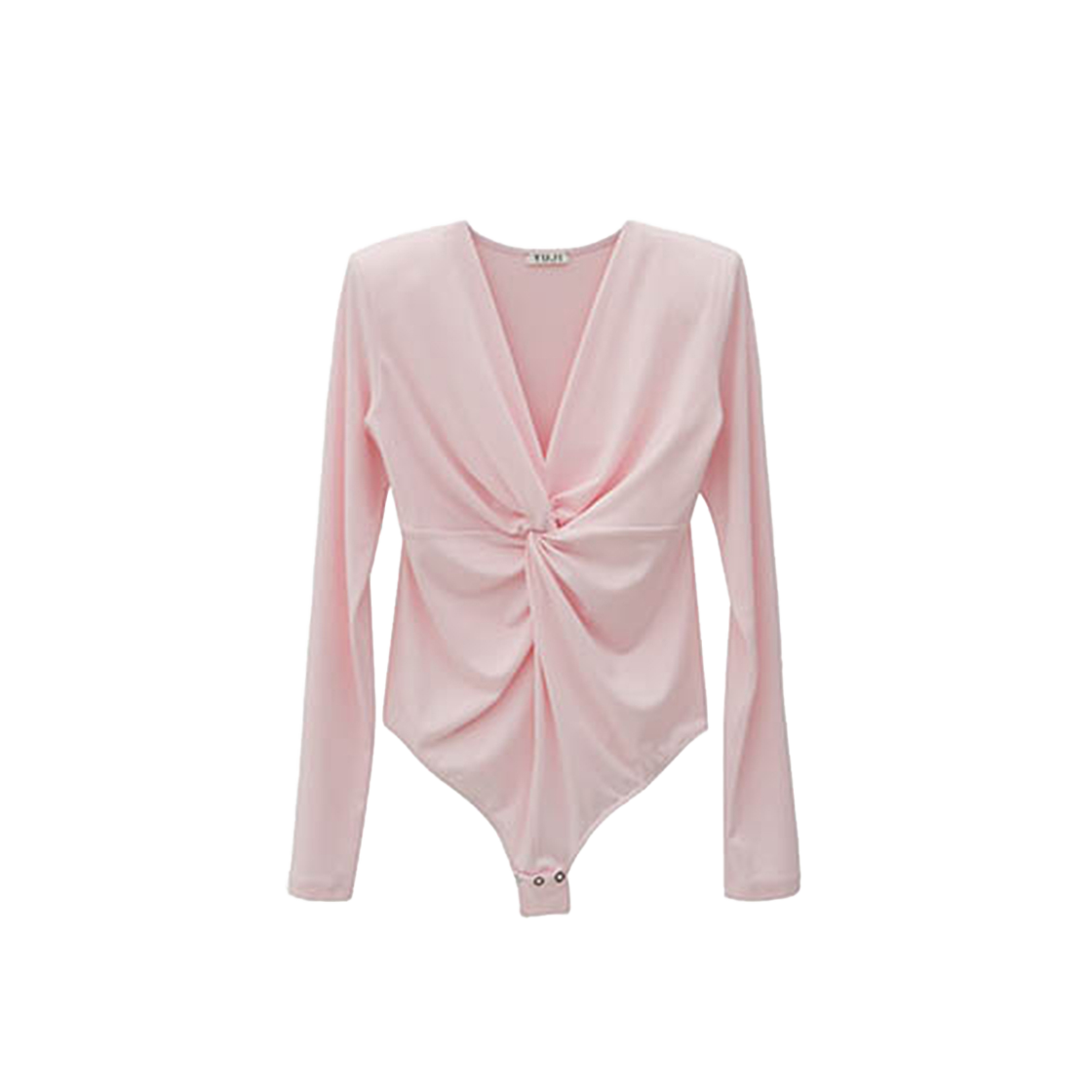 유지 트위스트 프론트 디테일 바디수트 핑크(YUJI Twisted Front Detail Bodysuit Pink)