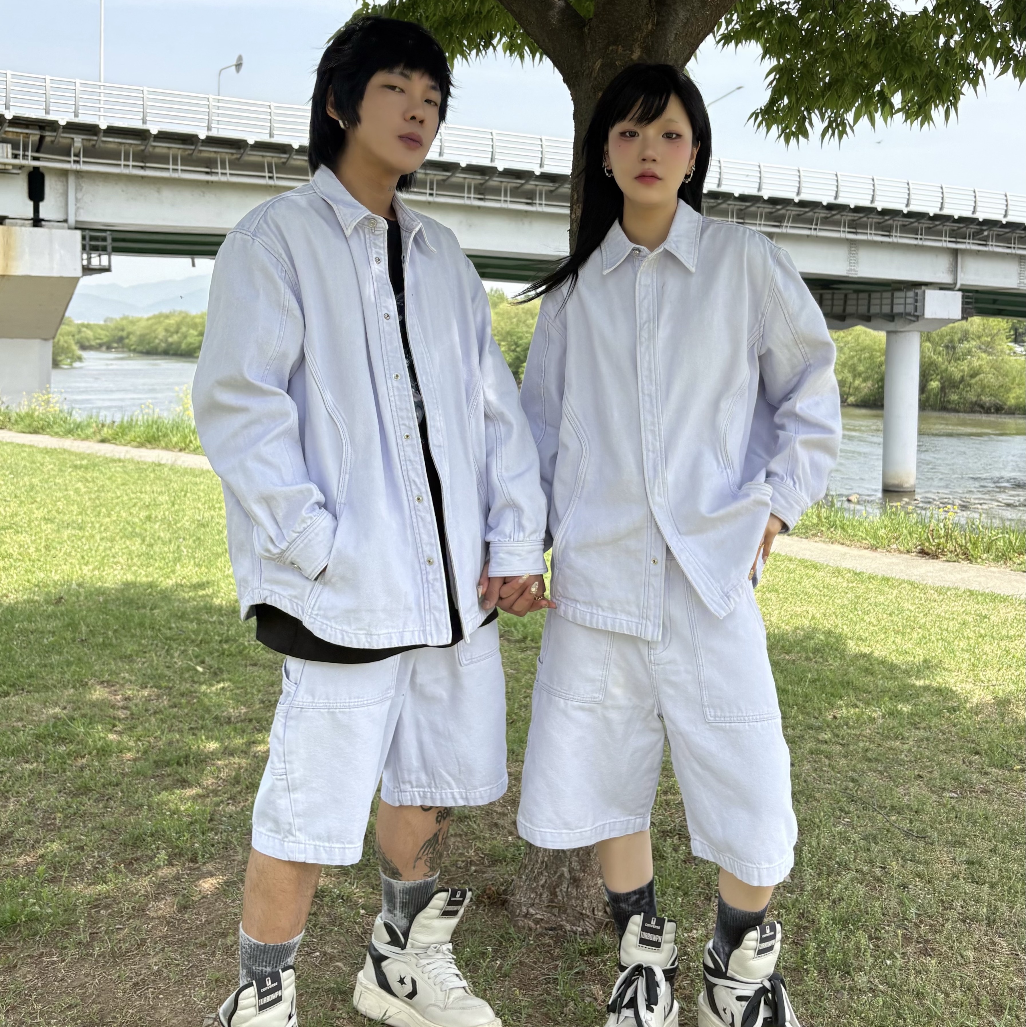 Converse x Drkshdw Turbowpn Pelican, Customellow Dyed Socks Gray 착용 스타일 - 2