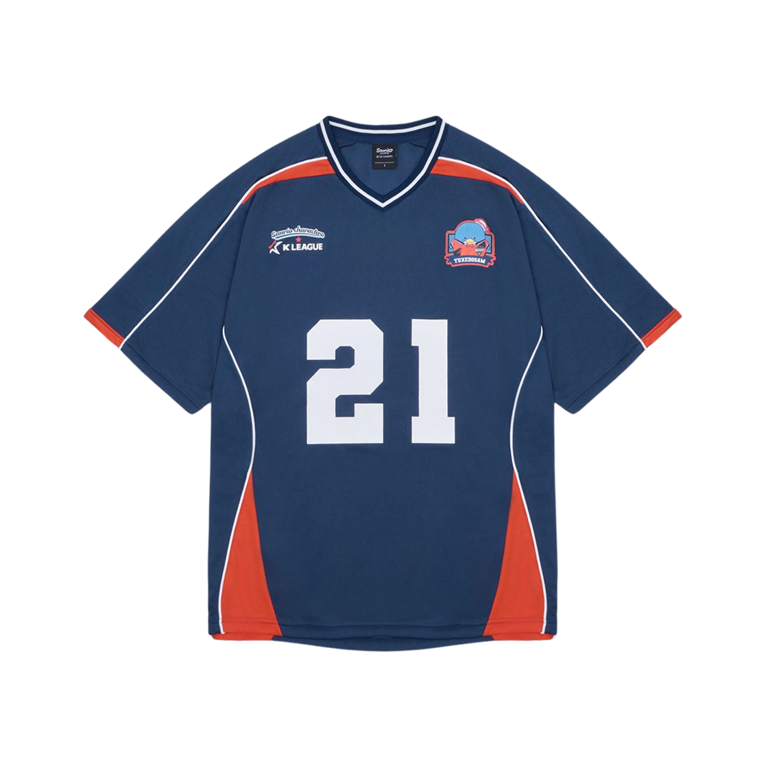 K 리그 x 산리오 캐릭터즈 2025 풋볼 저지 턱시도샘 김천 상무 FC 네이비(K League x Sanrio Characters 2025 Football Jersey Tuxedosam Gimcheon Sangmu FC Navy)