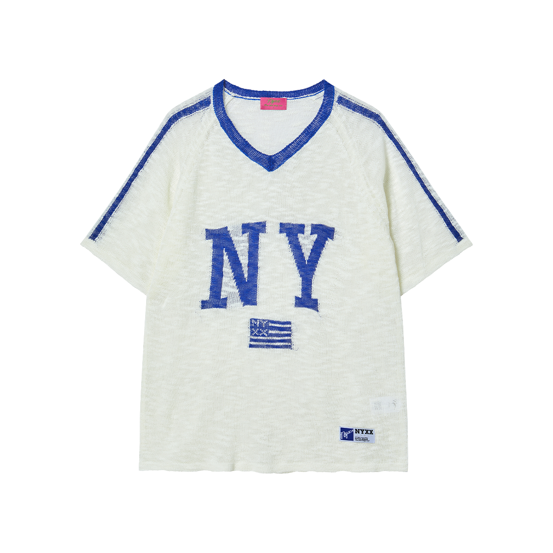 ◆nyxx◆ NY FLAG VNECK KNIT HEATHER GRAY 엔와이엑스엑스 엔와이 플래그 브이넥 니트 헤더그레이 | NYXX