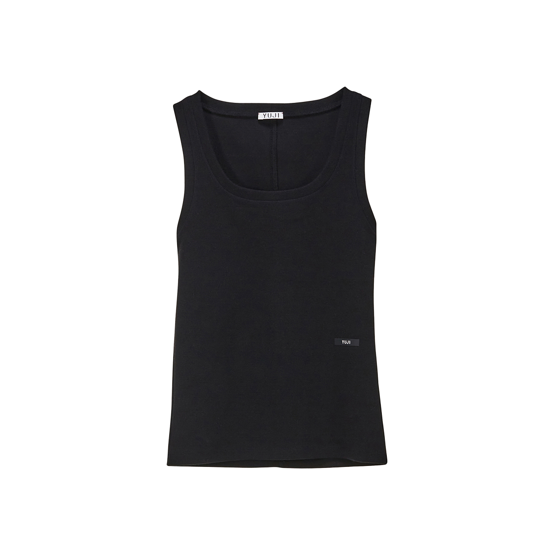 YJ0424_11 YUJI Womens Yuji Logo Printed Tank Top Black