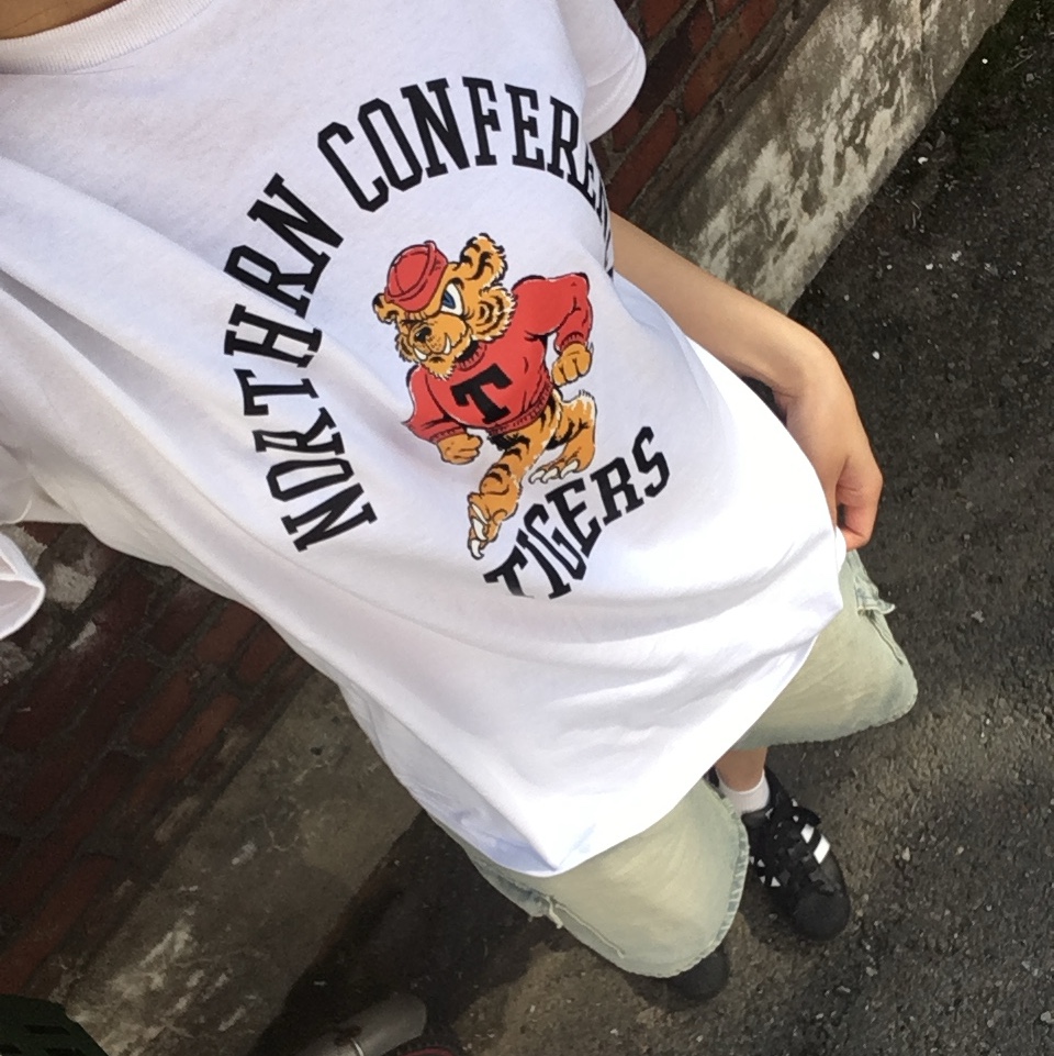 Gildan X American Collection Tiger T-Shirt White 착용 스타일 - 3