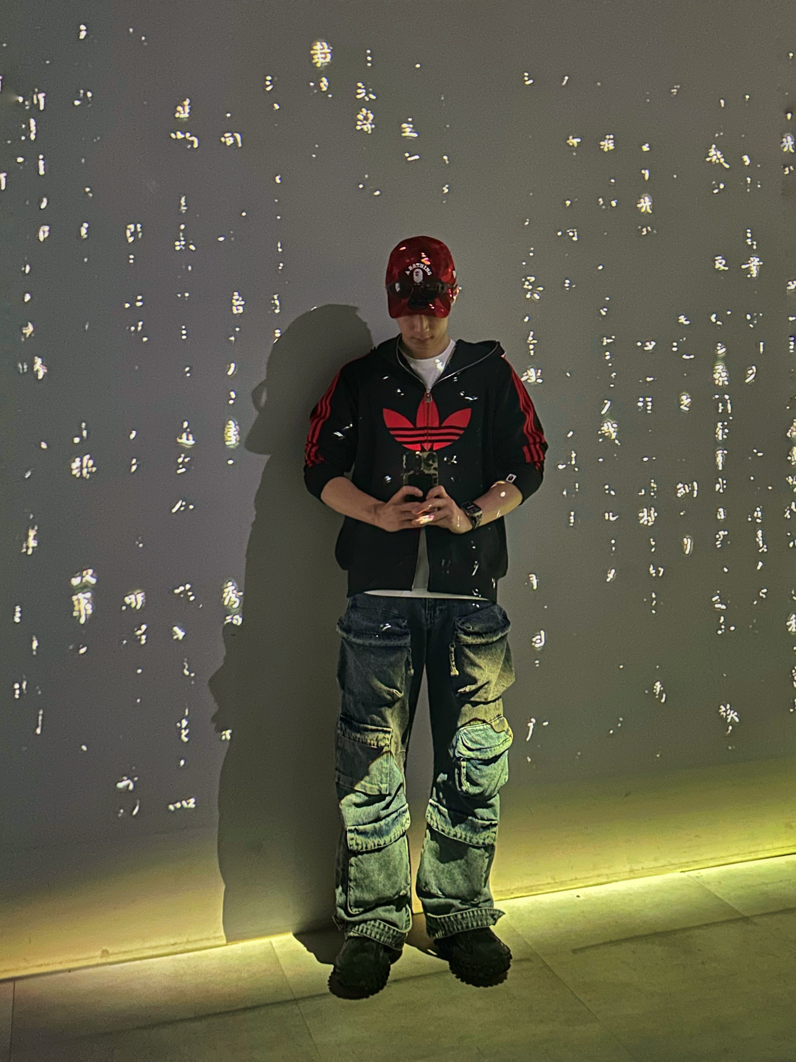 Adidas x BAPE Ultimate Shark Hoodie Black - KR Sizing, BAPE Color Camo College Mesh Cap Red 착용 스타일 - 2