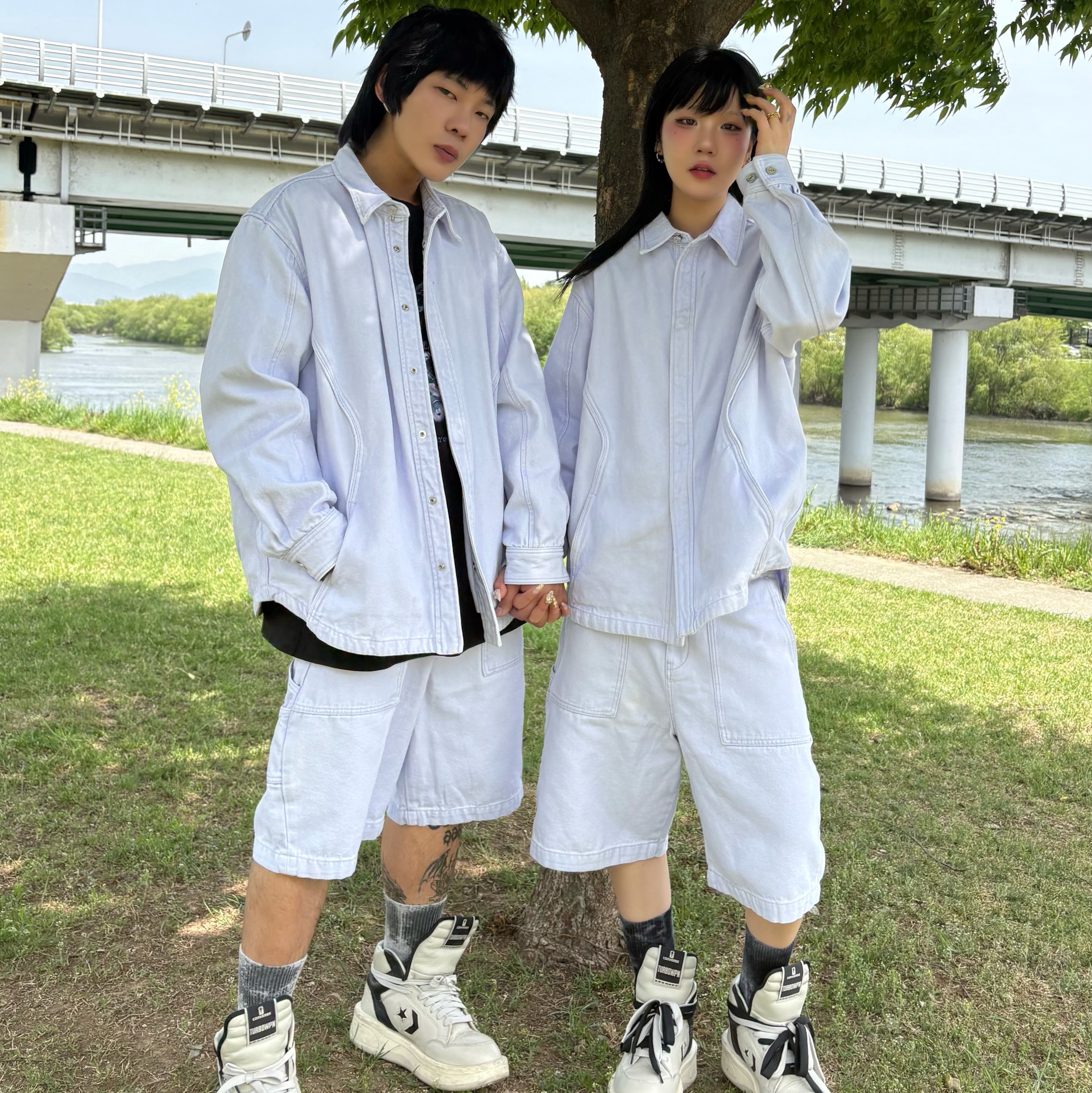 Converse x Drkshdw Turbowpn Pelican, Customellow Dyed Socks Gray 착용 스타일 - 3