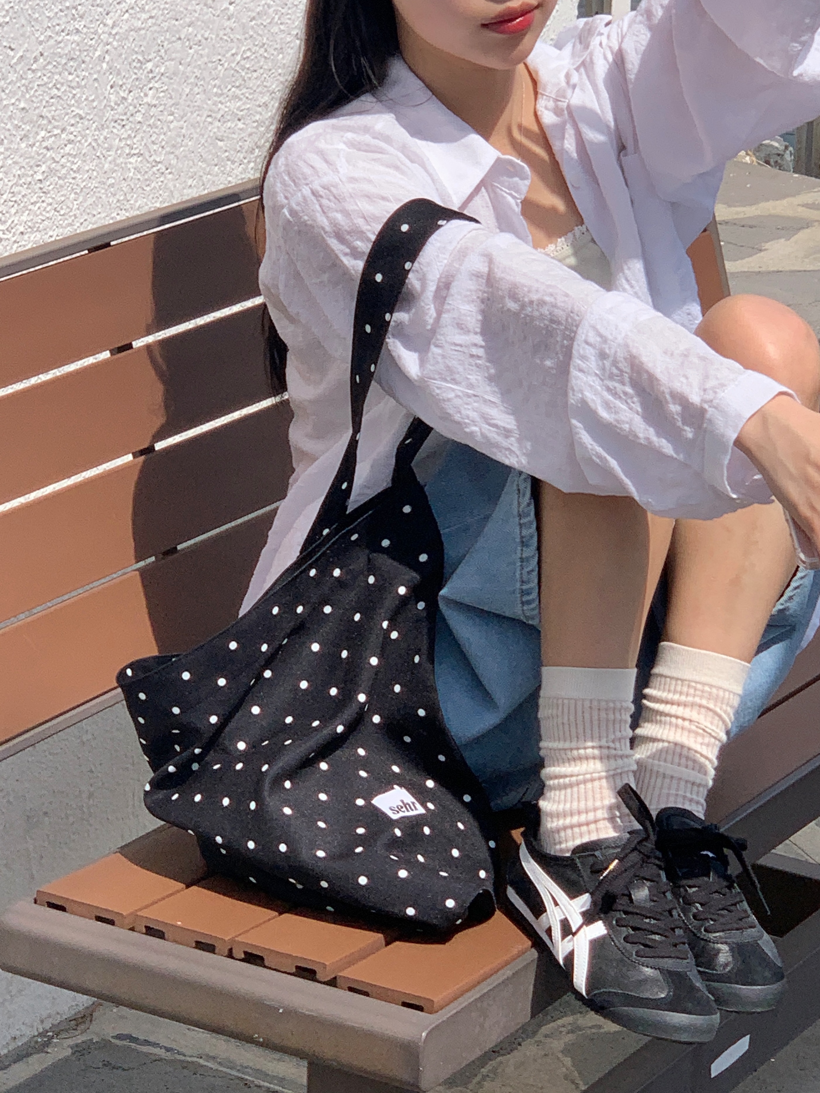 Onitsuka Tiger Mexico 66 Black White 착용 스타일 - 2