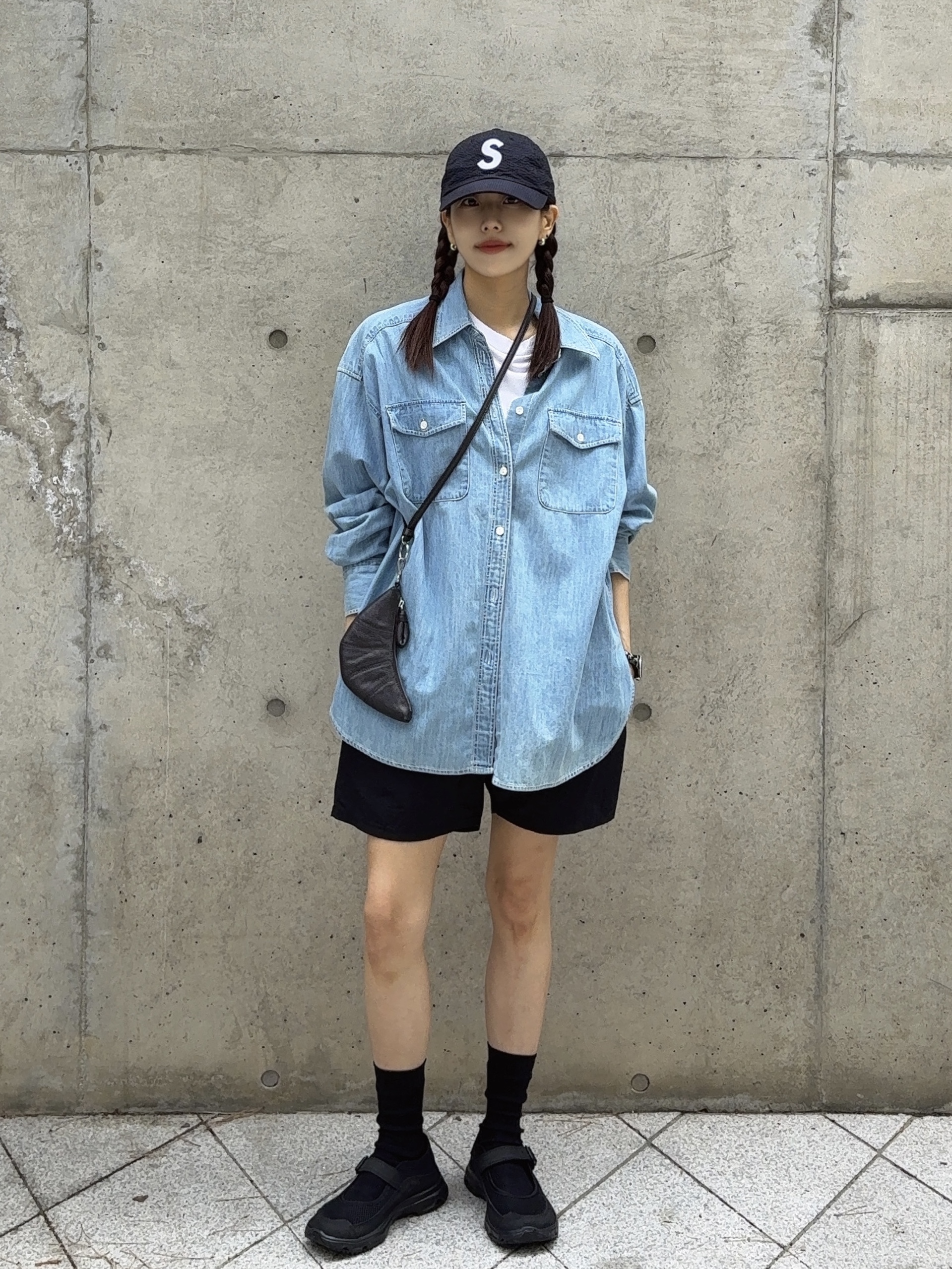 Supreme Seersucker S Logo 6-Panel Black - 24SS, Lemaire Croissant Coin Purse Necklace Dark Chocolate 착용 스타일 - 1