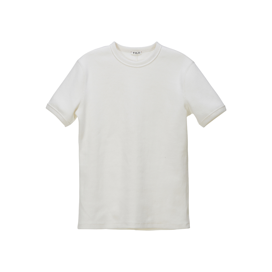 유지 로고 프린트 핏 탑 화이트(YUJI Logo Printed Fitted Top White)