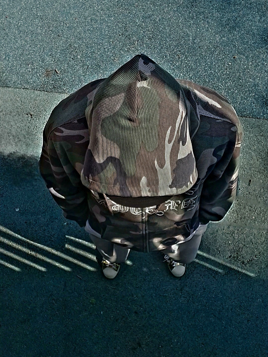 Adidas x BAPE Superstar 80s Green Camo, Suade Thermal Camo Hood Zip Up Camo 착용 스타일 - 2