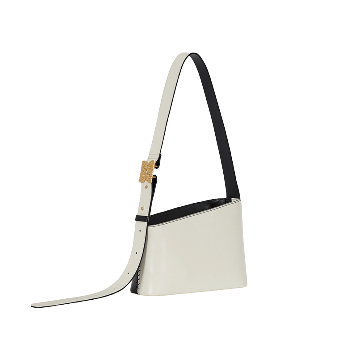 EEY-1O110-HB03-BI EENK Halos Small Trapezoid Shoulder Bag Black Ivory - #2