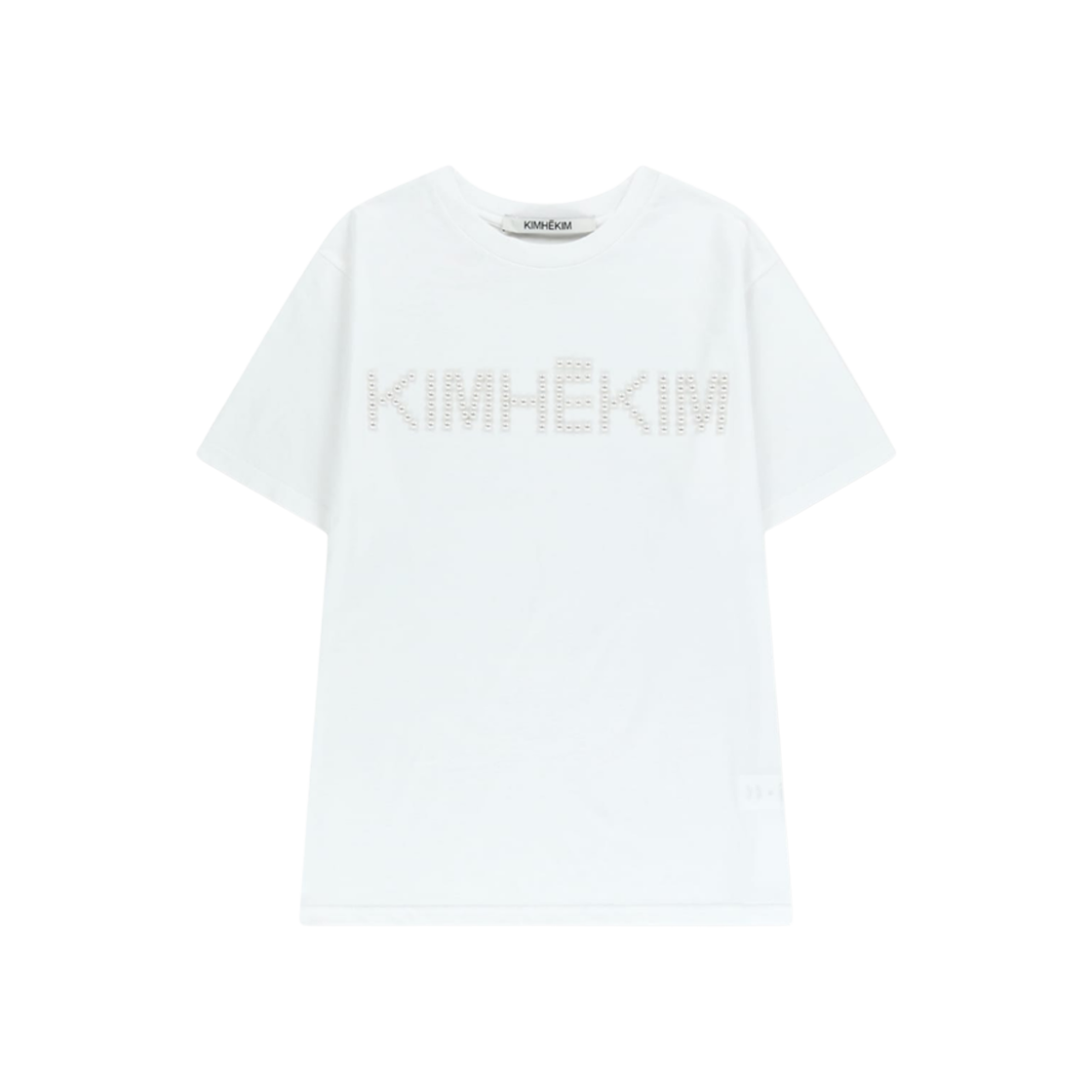 김해김 펄 엠벨리시먼트 로고 티셔츠  화이트(KIMHEKIM Logo T-Shirt with Pearl Embellishment White)