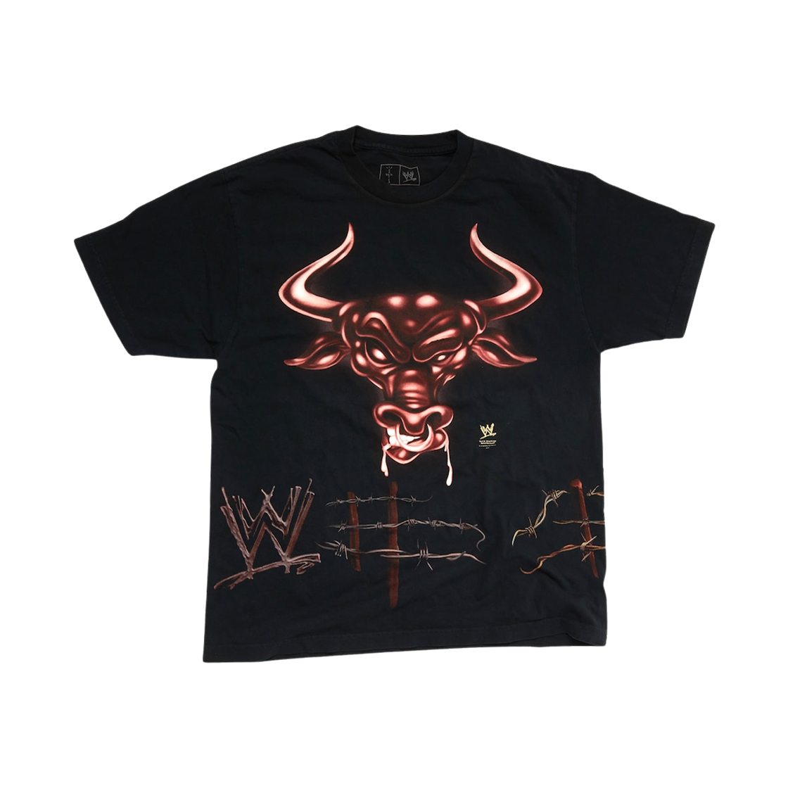 - Travis Scott Cactus Jack x WWE Know Your Role T-Shirt The Rock Black