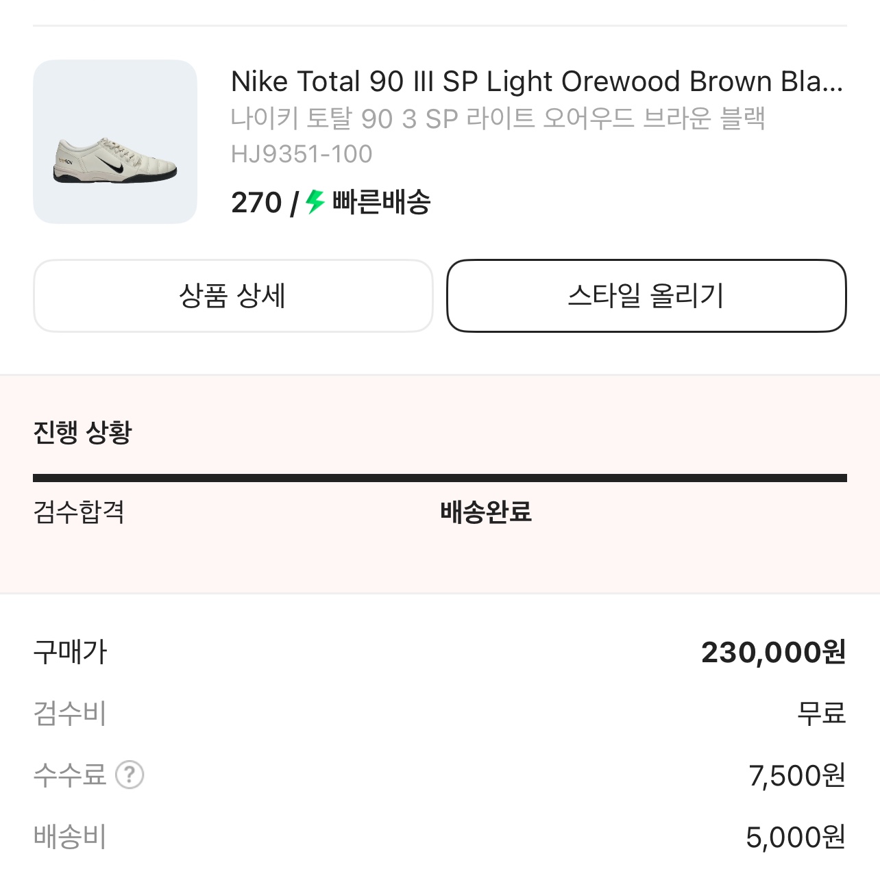 Nike Total 90 III SP Light Orewood Brown Black 착용 스타일