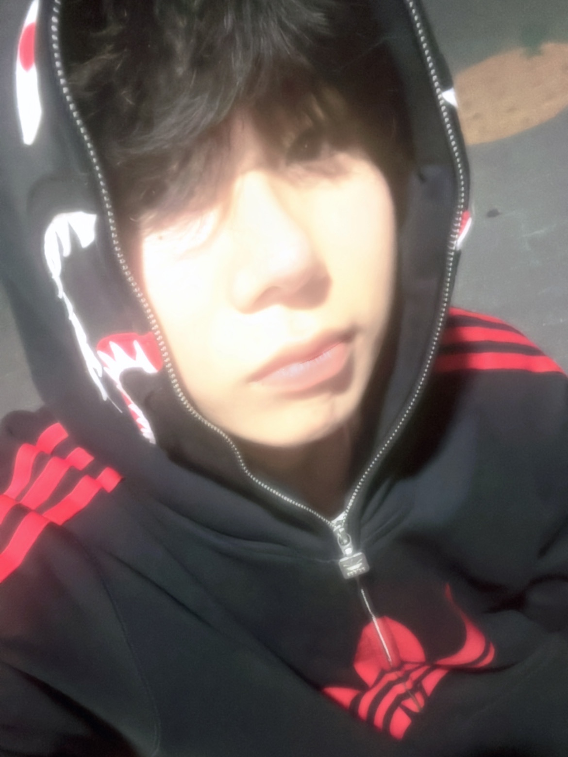 Adidas x BAPE Ultimate Shark Hoodie Black - KR Sizing 착용 스타일
