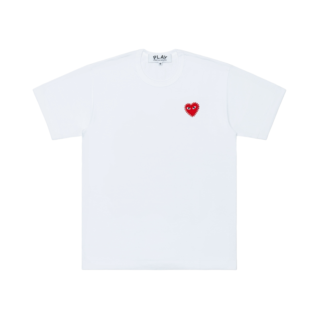 AX-T801-051-2 Play Comme des Garcons Red Heart x Rhinestone T-Shirt White