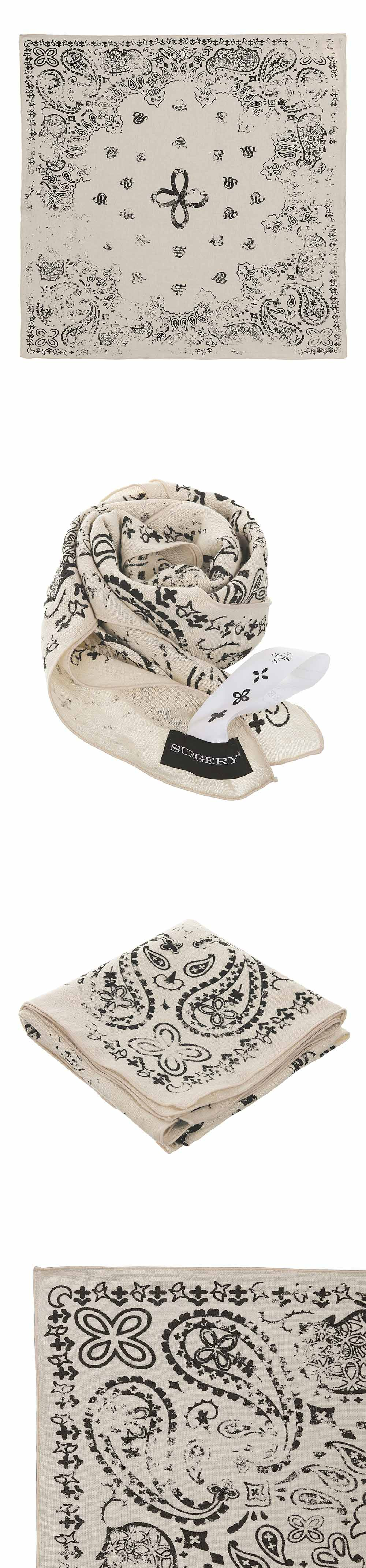 SURGERY】25ss surgery faded paisley clover scarf surgery faded paisley clover scarf 'black'