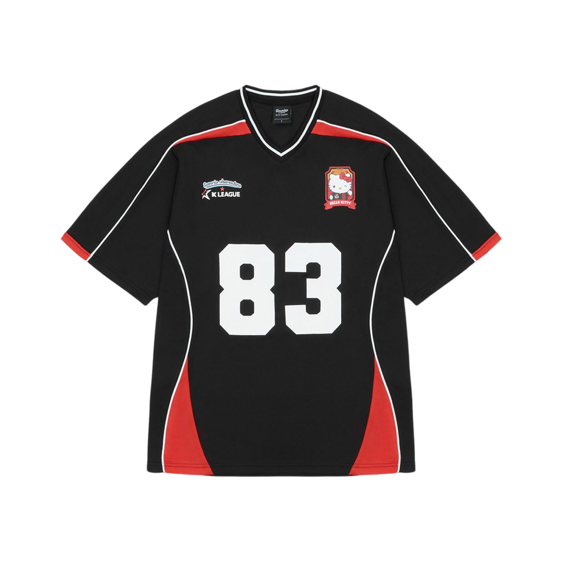 K 리그 x 산리오 캐릭터즈 2025 풋볼 저지 헬로 키티 FC 서울 블랙(K League x Sanrio Characters 2025 Football Jersey Hello Kitty FC Seoul Black)