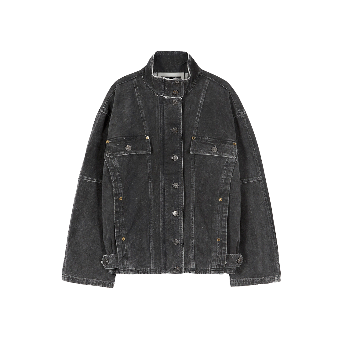 EEX-1N453-DJ03-DG [KREAM 단독] EENK Xello Highneck Buttoned Denim Jumper Dark Grey - 대표 이미지 #1