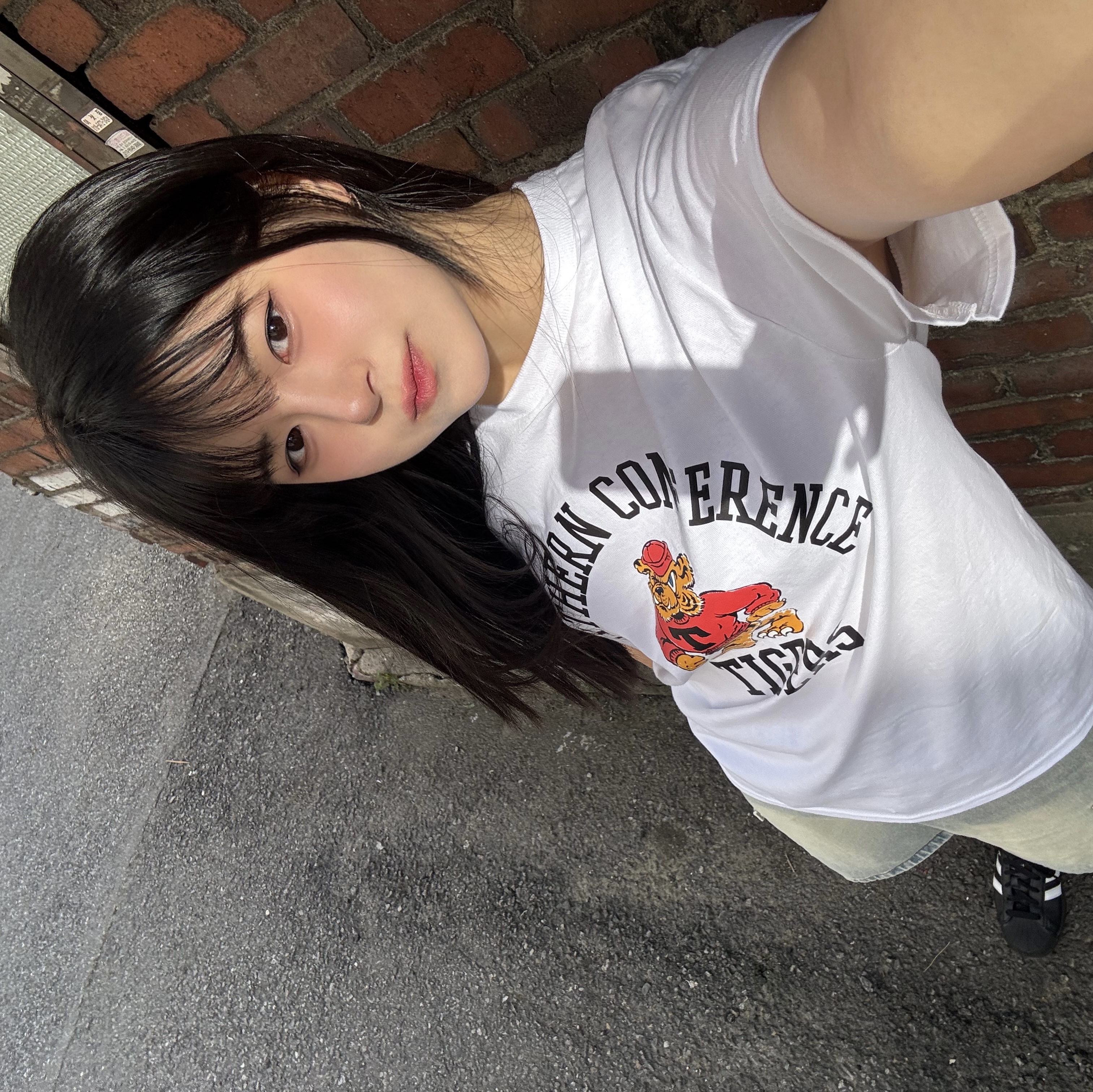 Gildan X American Collection Tiger T-Shirt White 착용 스타일 - 1