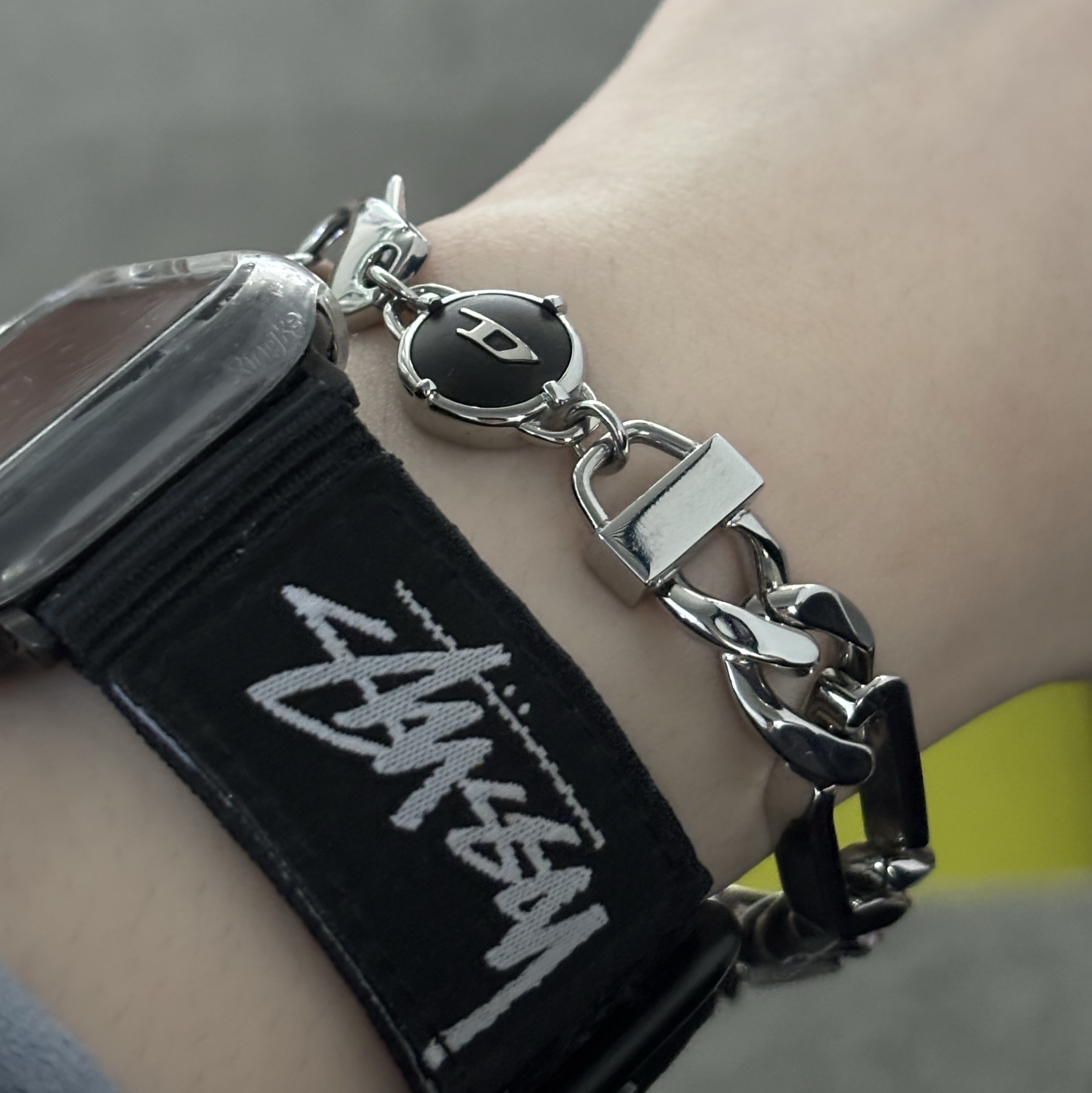 Diesel Dx1351 Stainless Steel Chain Bracelet Silver 착용 스타일