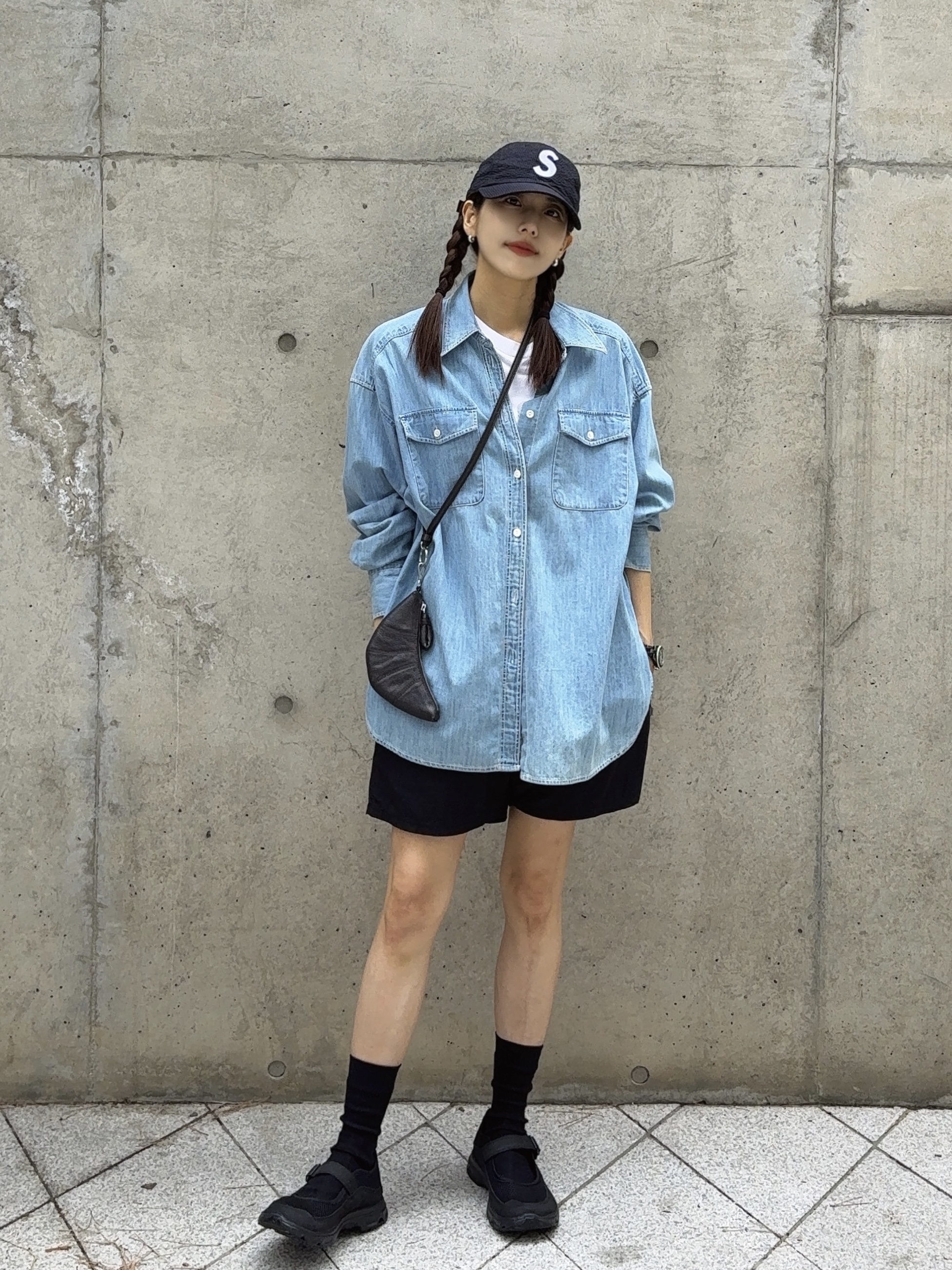 Supreme Seersucker S Logo 6-Panel Black - 24SS, Lemaire Croissant Coin Purse Necklace Dark Chocolate 착용 스타일 - 2