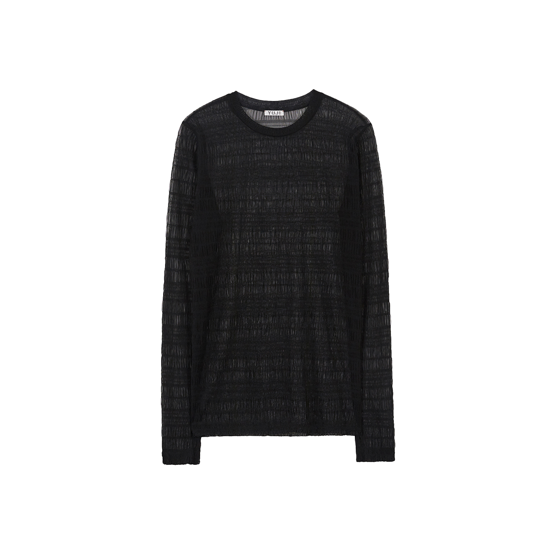 YJ0424_09 YUJI Sheer Smocking Loose Fit Top Black