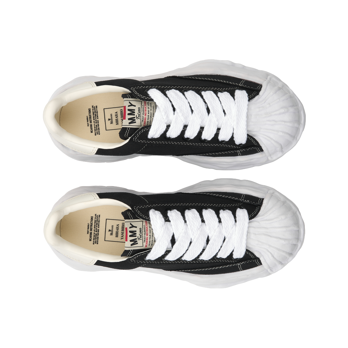 A08FW735-BLACK Maison Mihara Yasuhiro Blakey OG Sole Canvas Low-top Sneakers Black White - #5