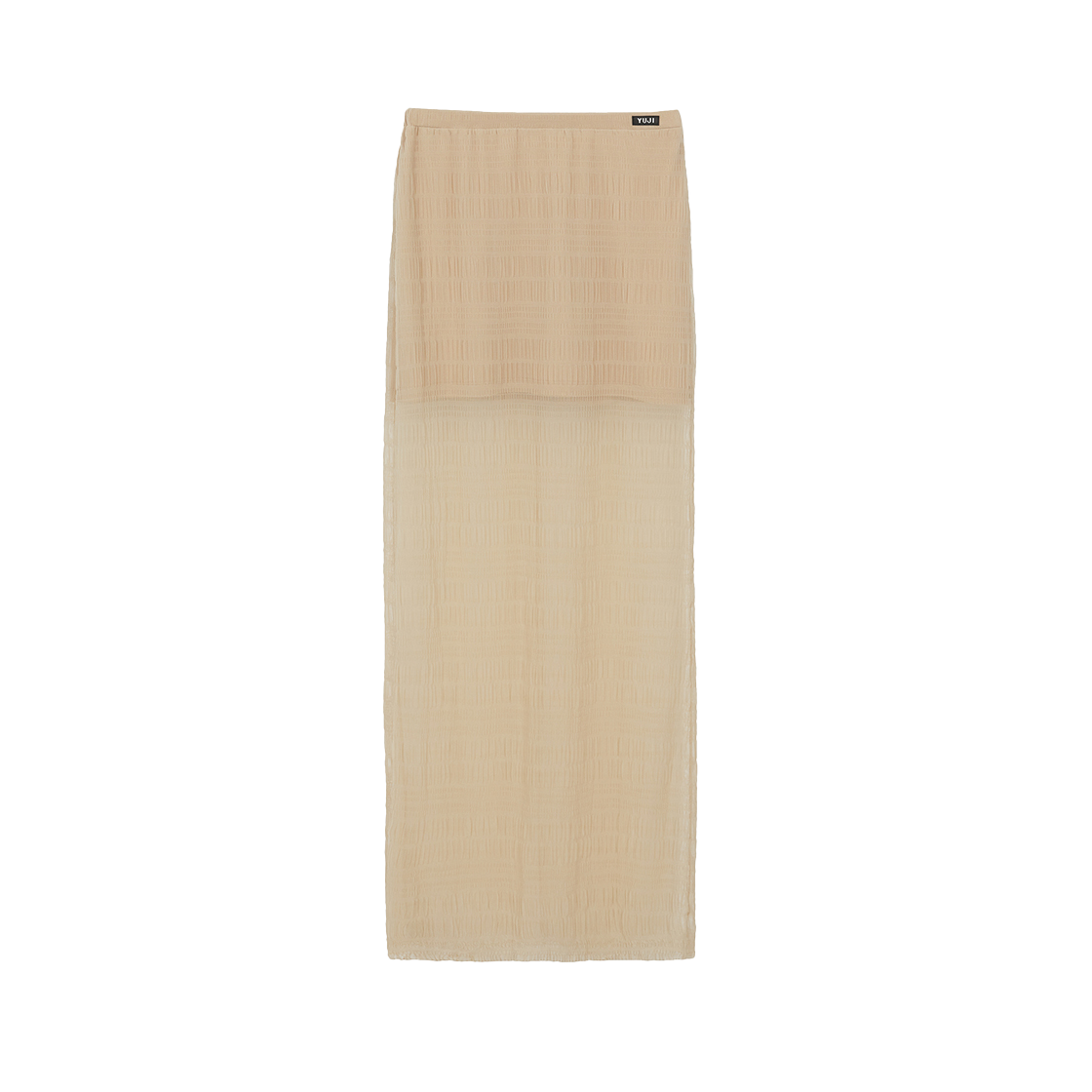 YJ0424_08 YUJI Sheer Smocking Maxi Skirt Beige