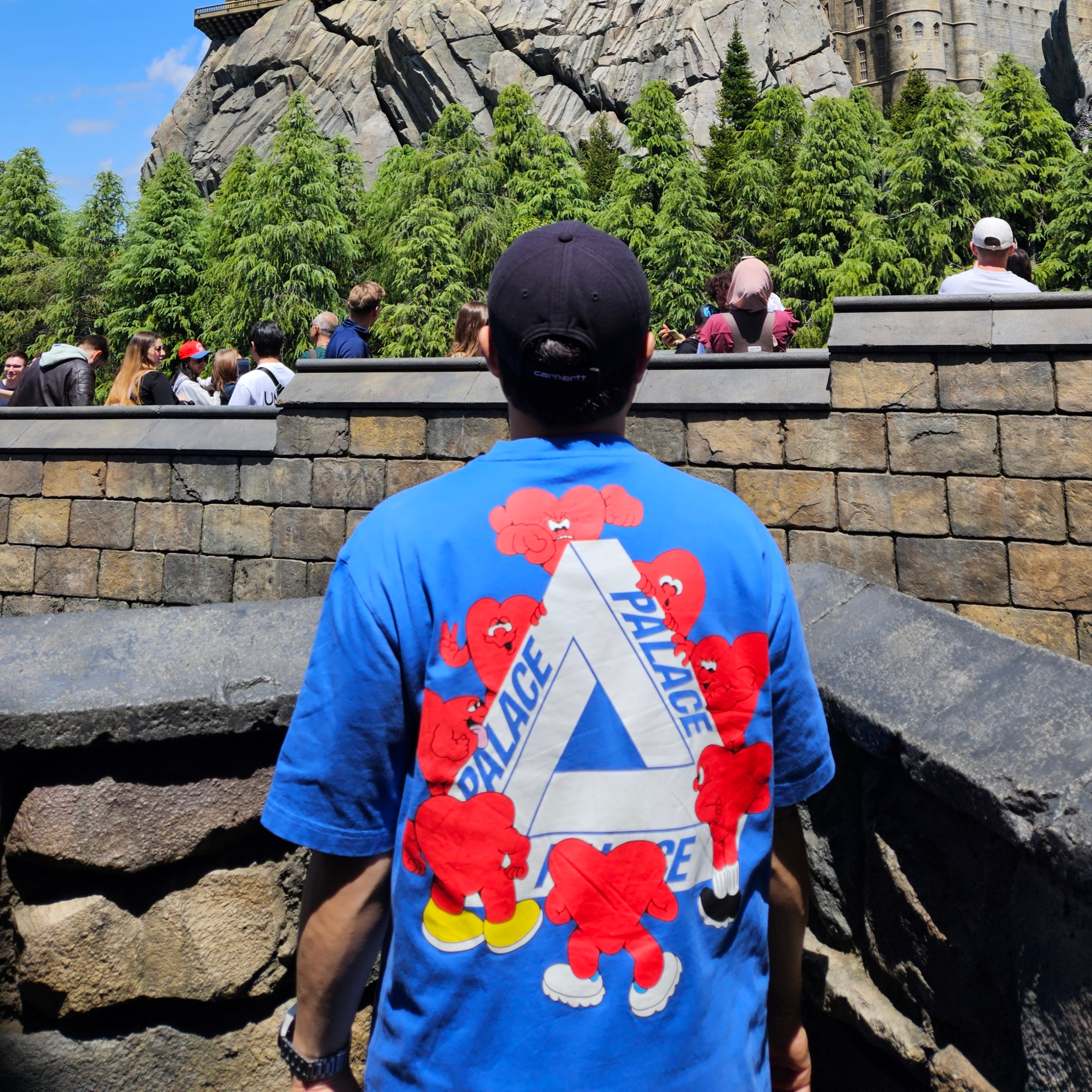 Palace Tri-Hearts T-Shirt Palatial Blue - 24SS 착용 스타일 - 1