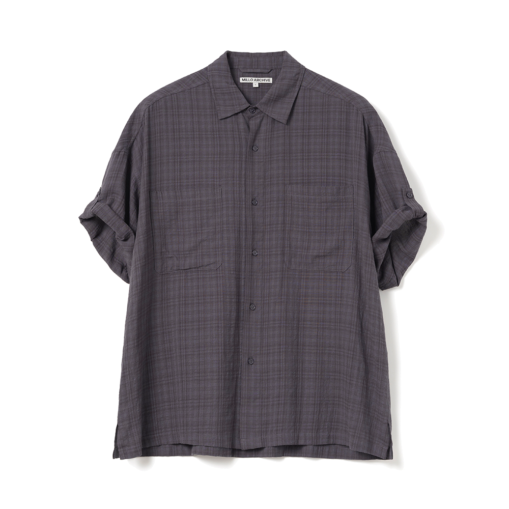 ML551VPU Millo Archive Wrinkle Check Roll Up Half Shirts Vintage Purple - 대표 이미지 #1
