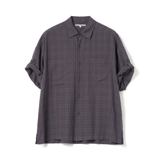 ML551VPU Millo Archive Wrinkle Check Roll Up Half Shirts Vintage Purple
