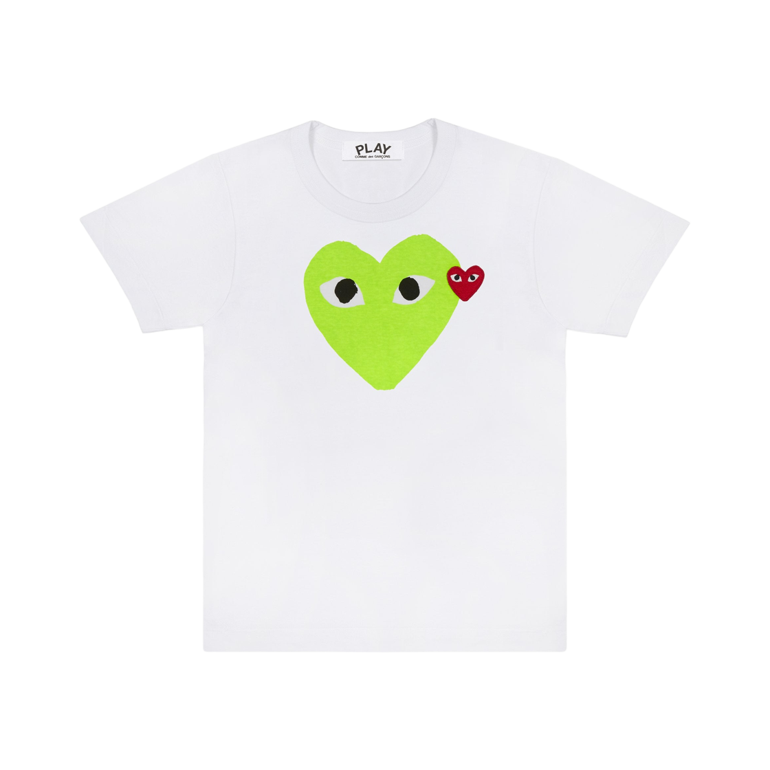 플레이 꼼데가르송 레드 하트 프린트 그린 하트 티셔츠 화이트(Play Comme des Garcons Red Heart Printed Green Heart T-Shirt White) - 1