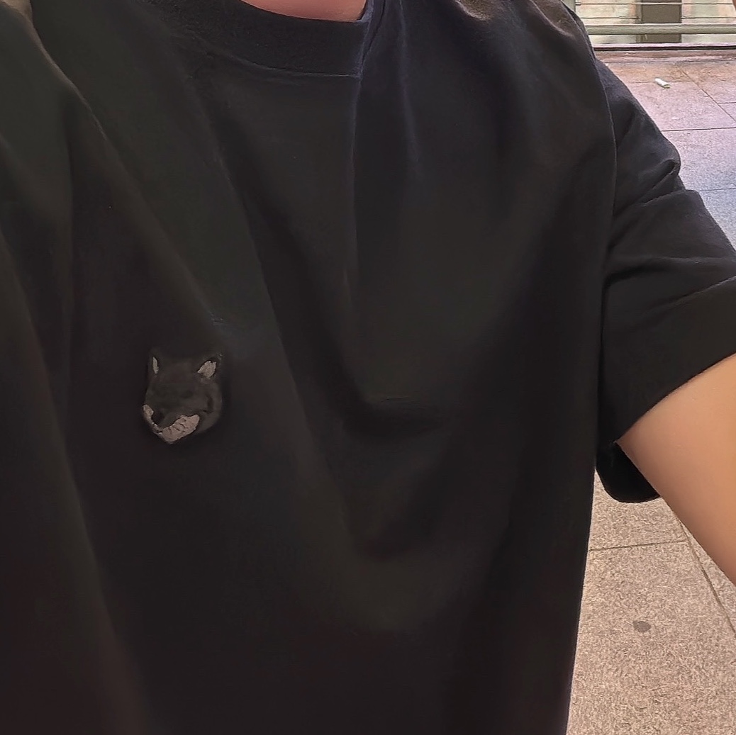 Maison Kitsune Bold Fox Head Patch Comfort T-Shirt Black 착용 스타일
