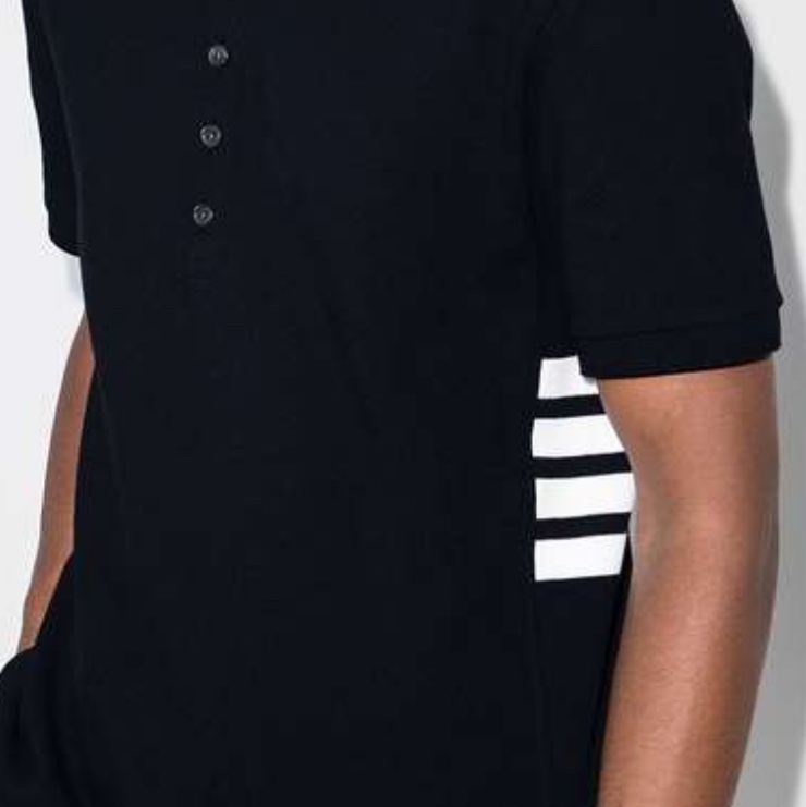 Thom Browne Classic Cotton Pique Side Insert 4-Bar Polo Shirt Navy 착용 스타일