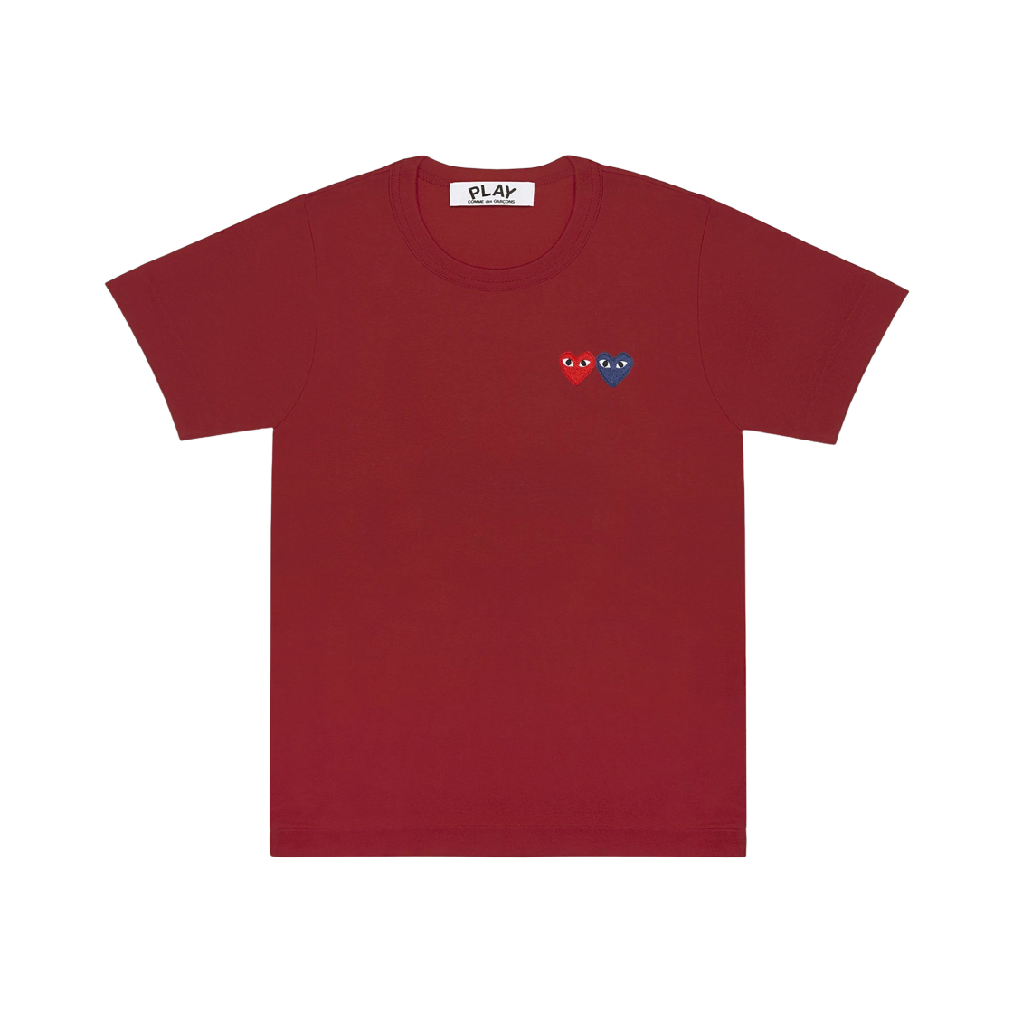 AX-T226-051-4 Play Comme des Garcons Twin Heart T-Shirt Burgundy